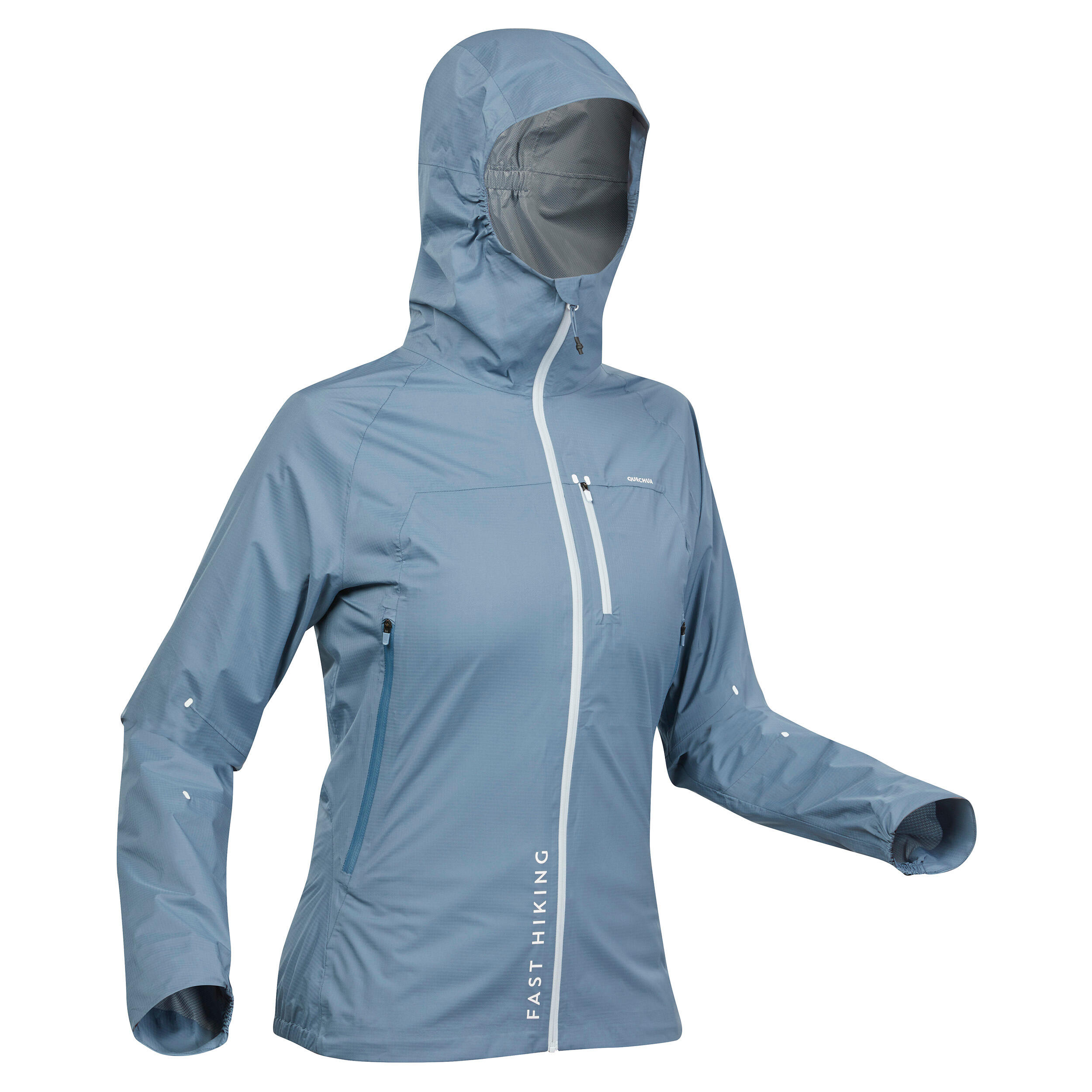 Quechua Regenjacke Speed Hiking FH500 Rain Ultraleicht Damen blau