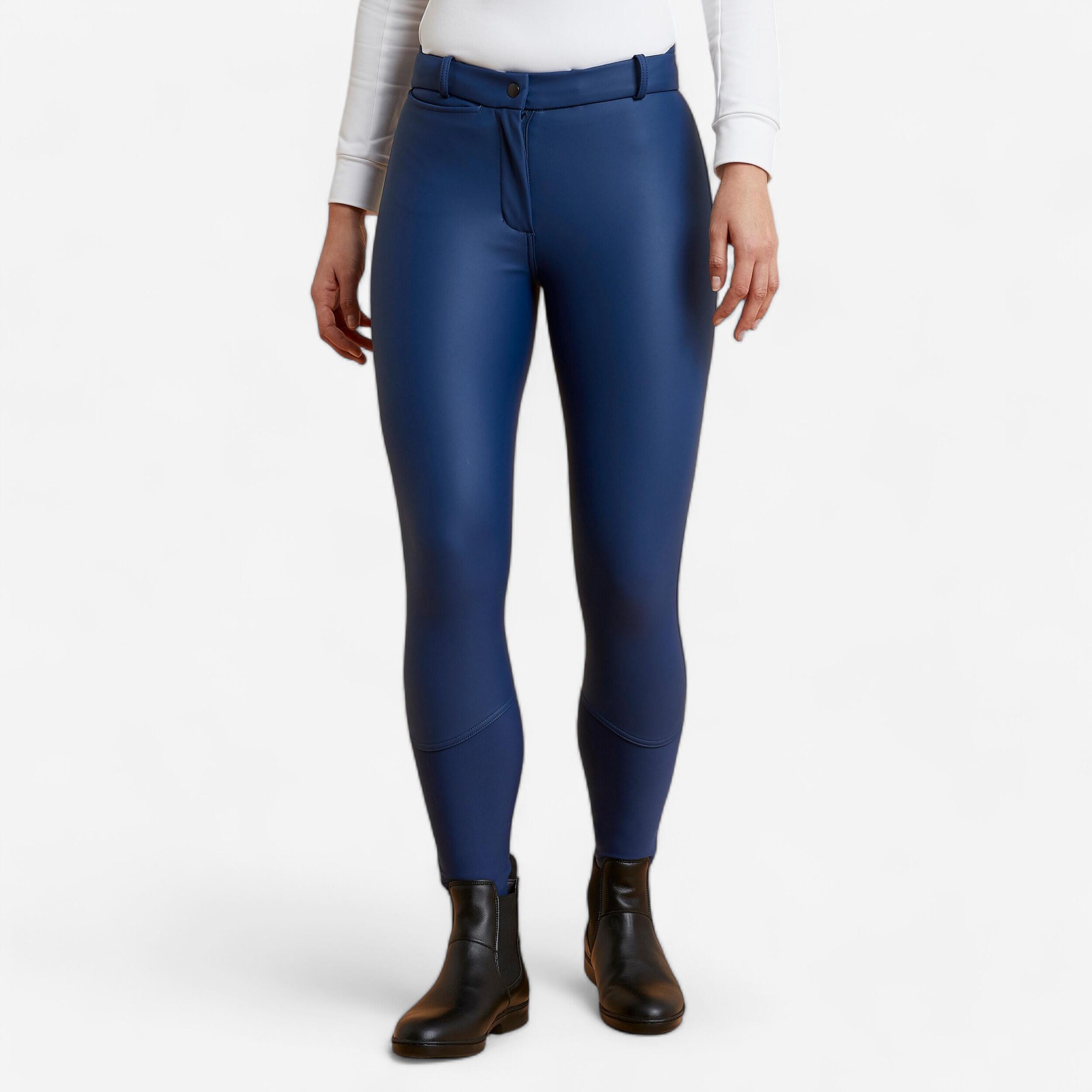 Fouganza Winter-Reithose Kipwarm wasserabweisend Vollbesatz Full Grip Damen dunkeltürkis