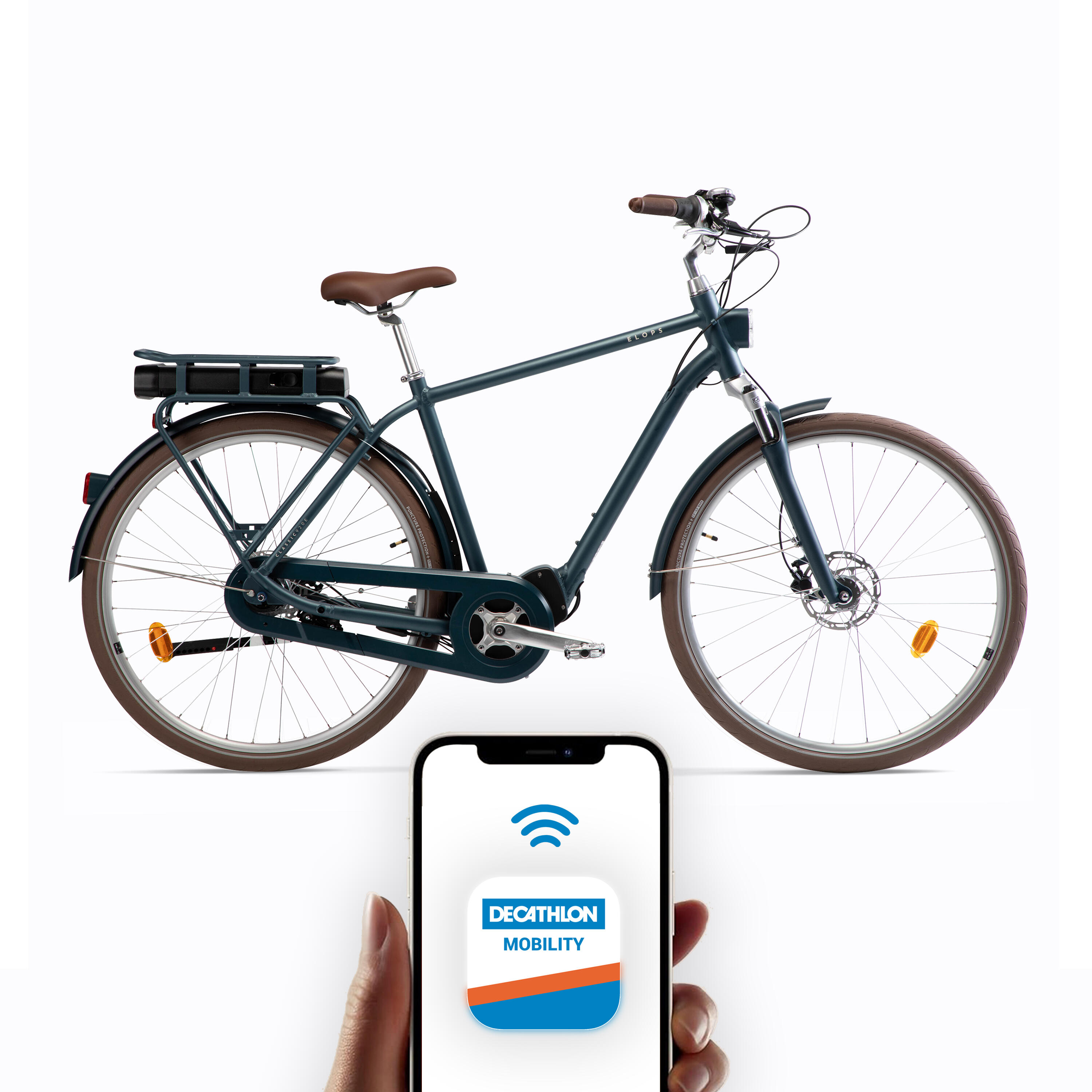 Elops E-Bike City Bike 28 Zoll Elops 920E Connect HF Herren petrol