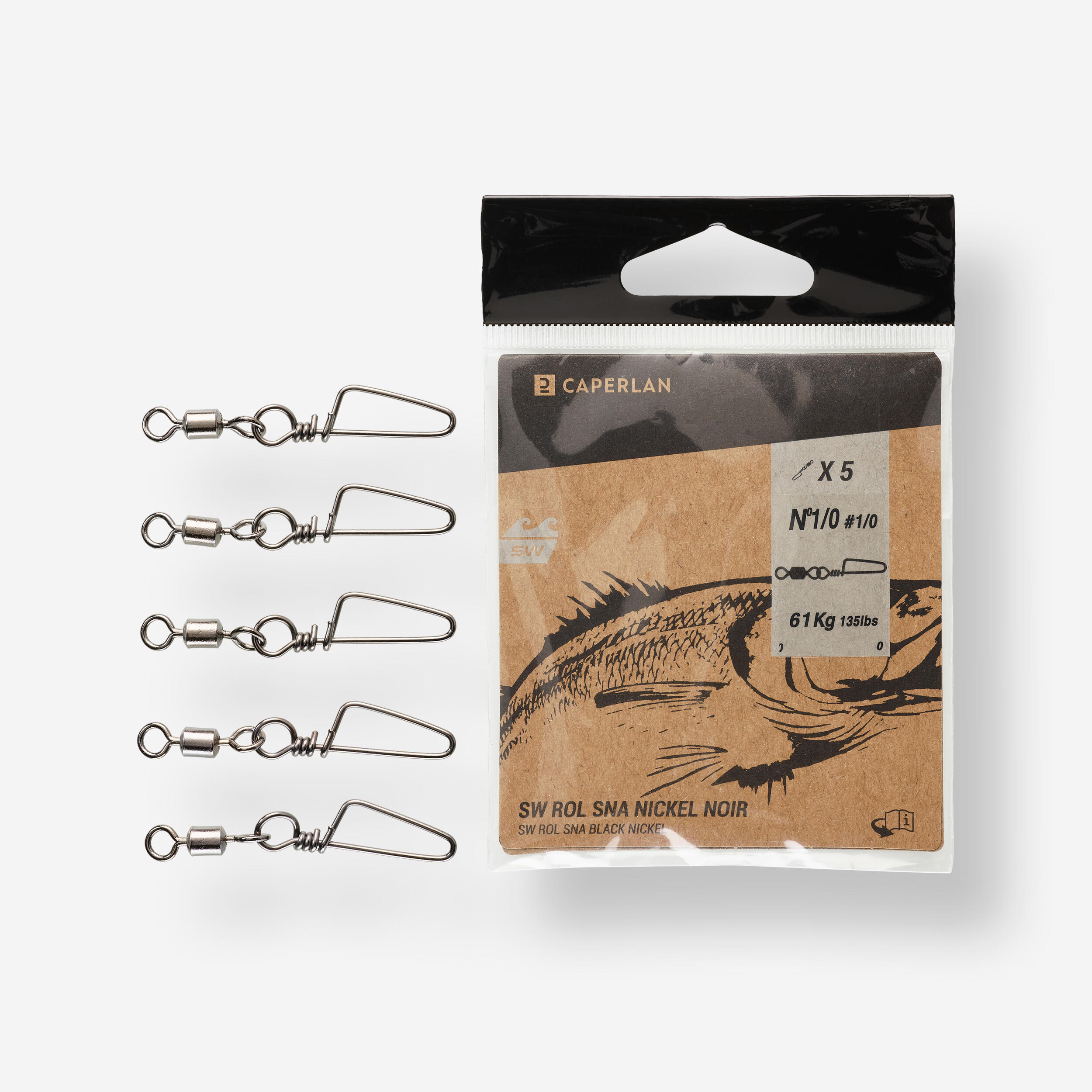 Caperlan Karabinerwirbel Rolling Snap Black Nickel SW 5 Stk.
