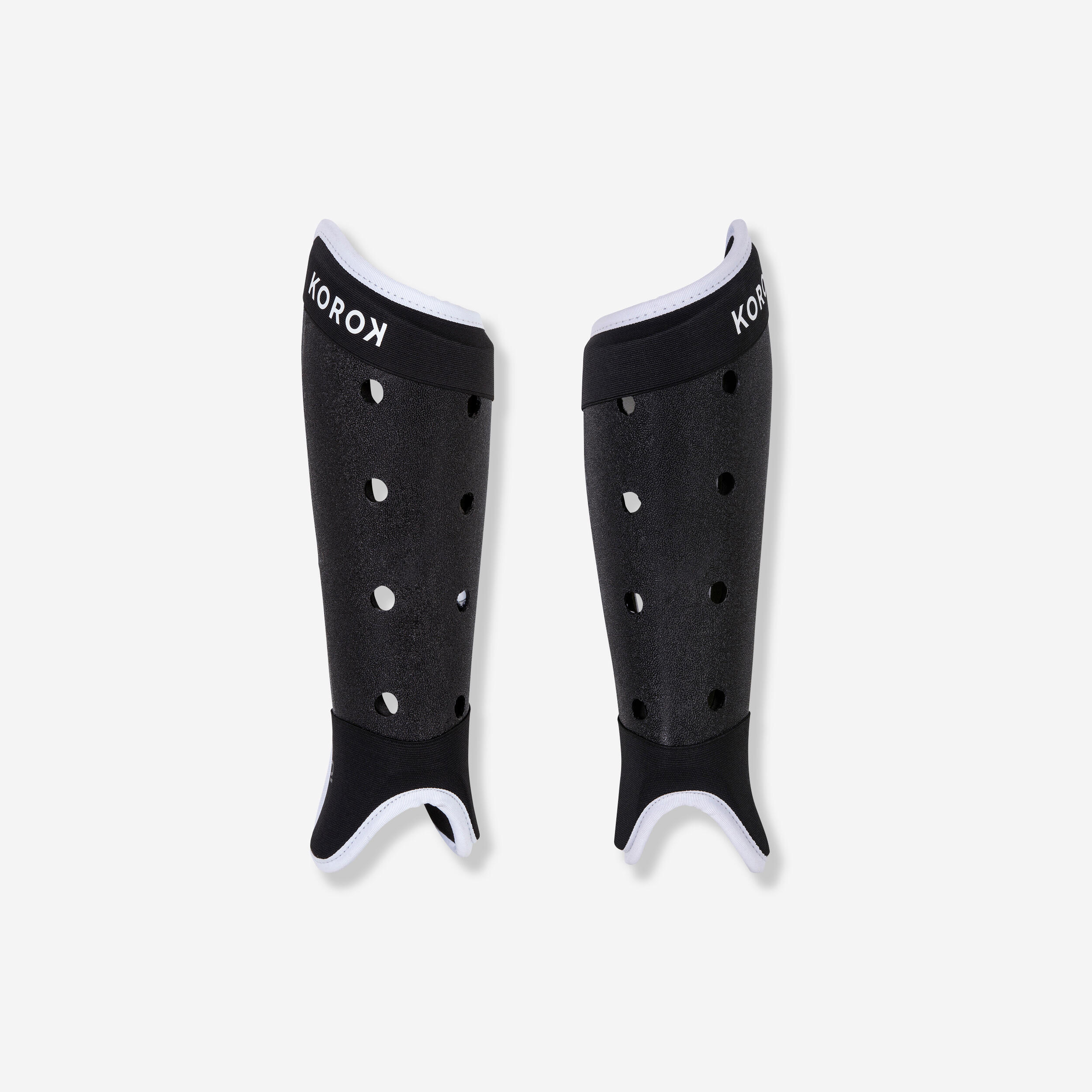 Korok Schienbeinschoner Feldhockey Damen/Herren weiss/schwarz
