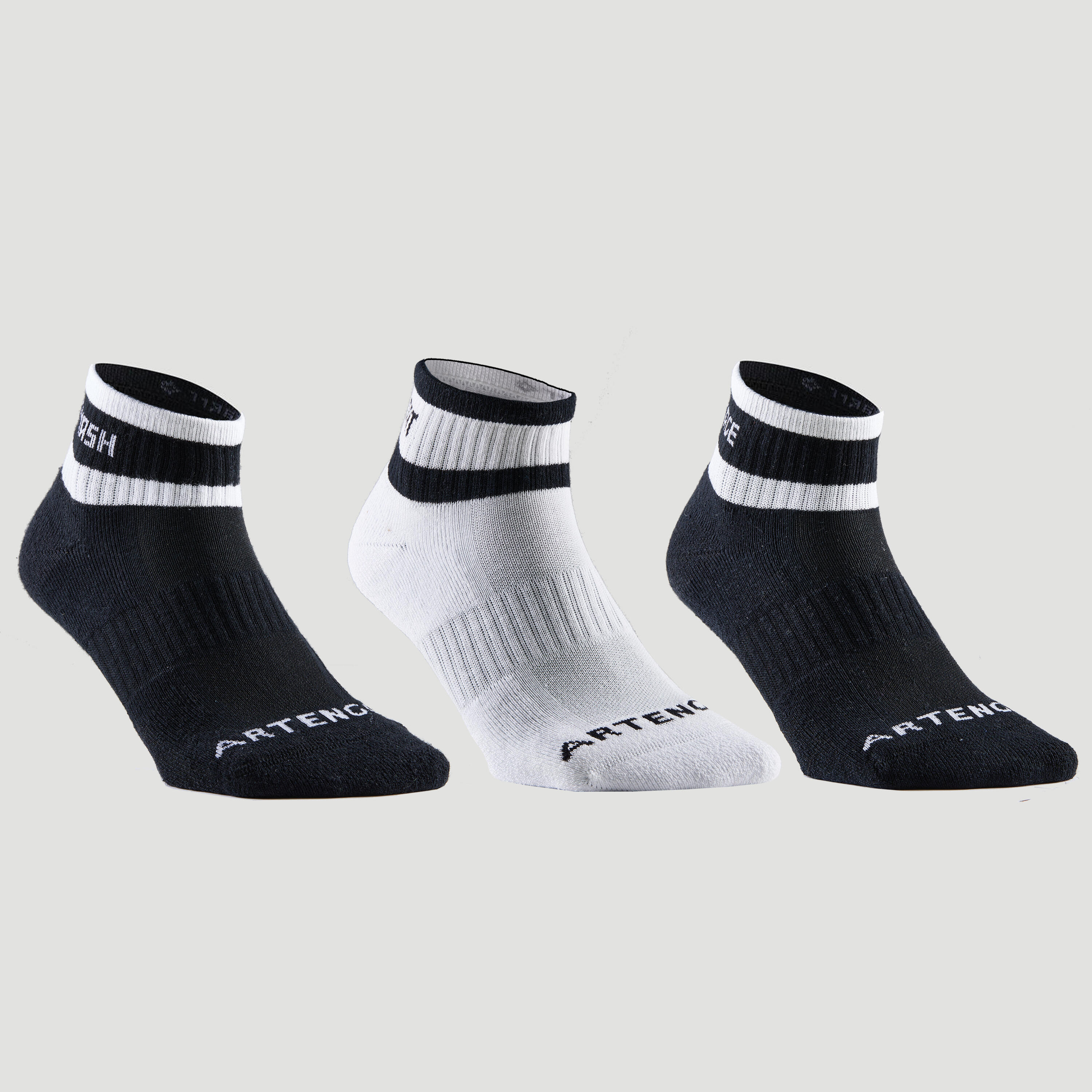 Artengo Tennissocken RS 500 Mid 3er-Pack weiss/glänzend
