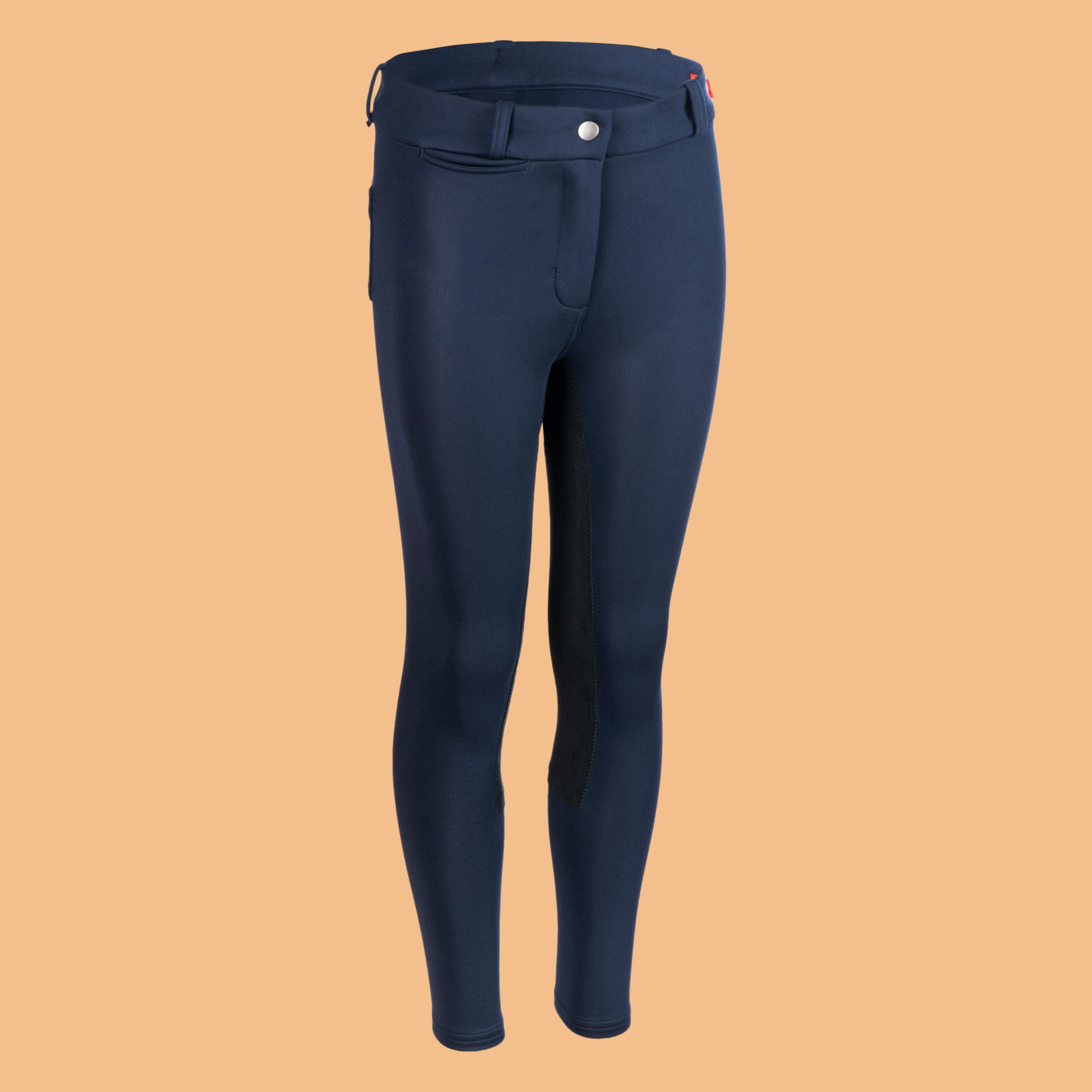 Fouganza Winter-Reithose 180 Warm Vollbesatz Kunstleder Kinder marineblau