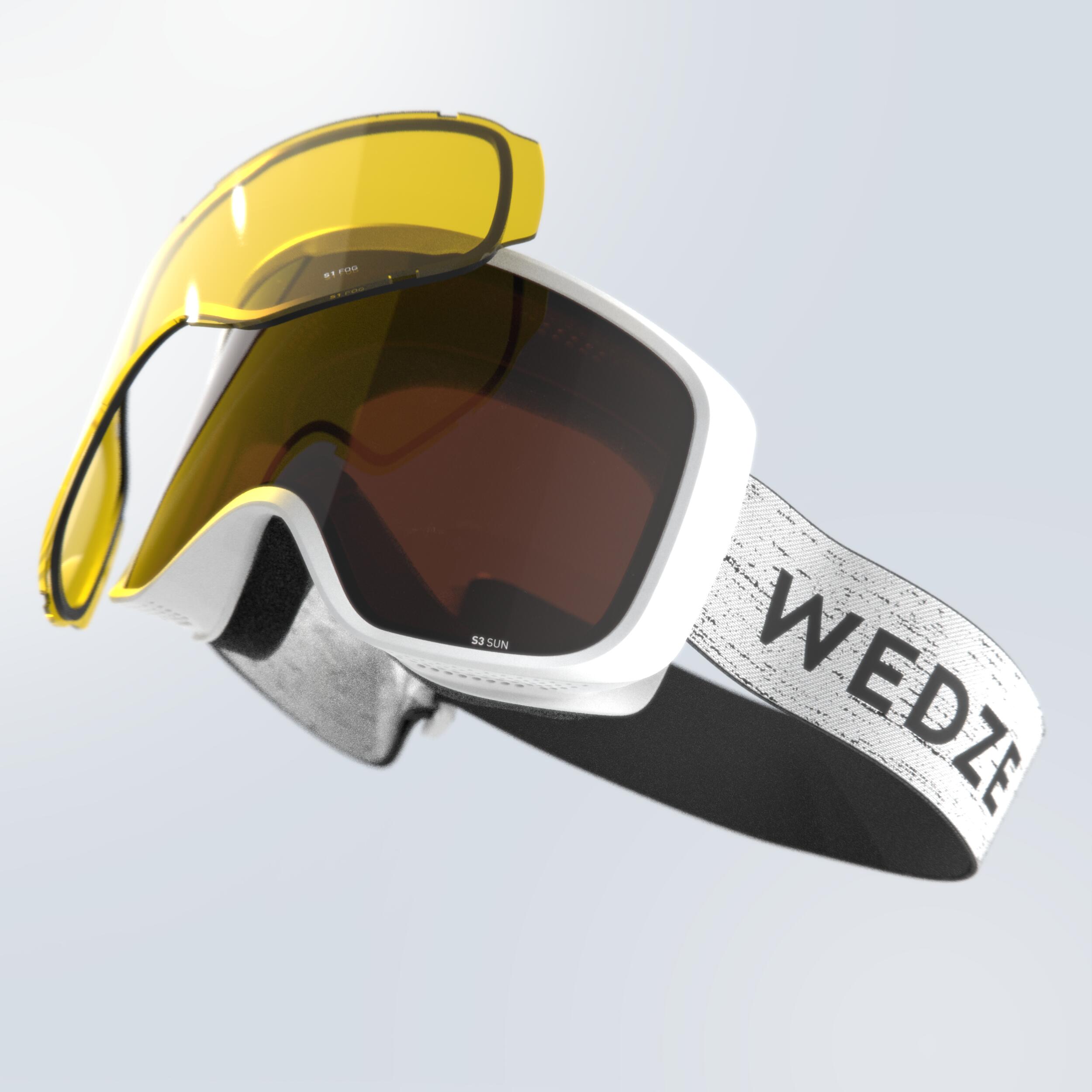 Wedze Skibrille Snowboardbrille - G 100 I Allwetter Erwachsene/Kinder weiss