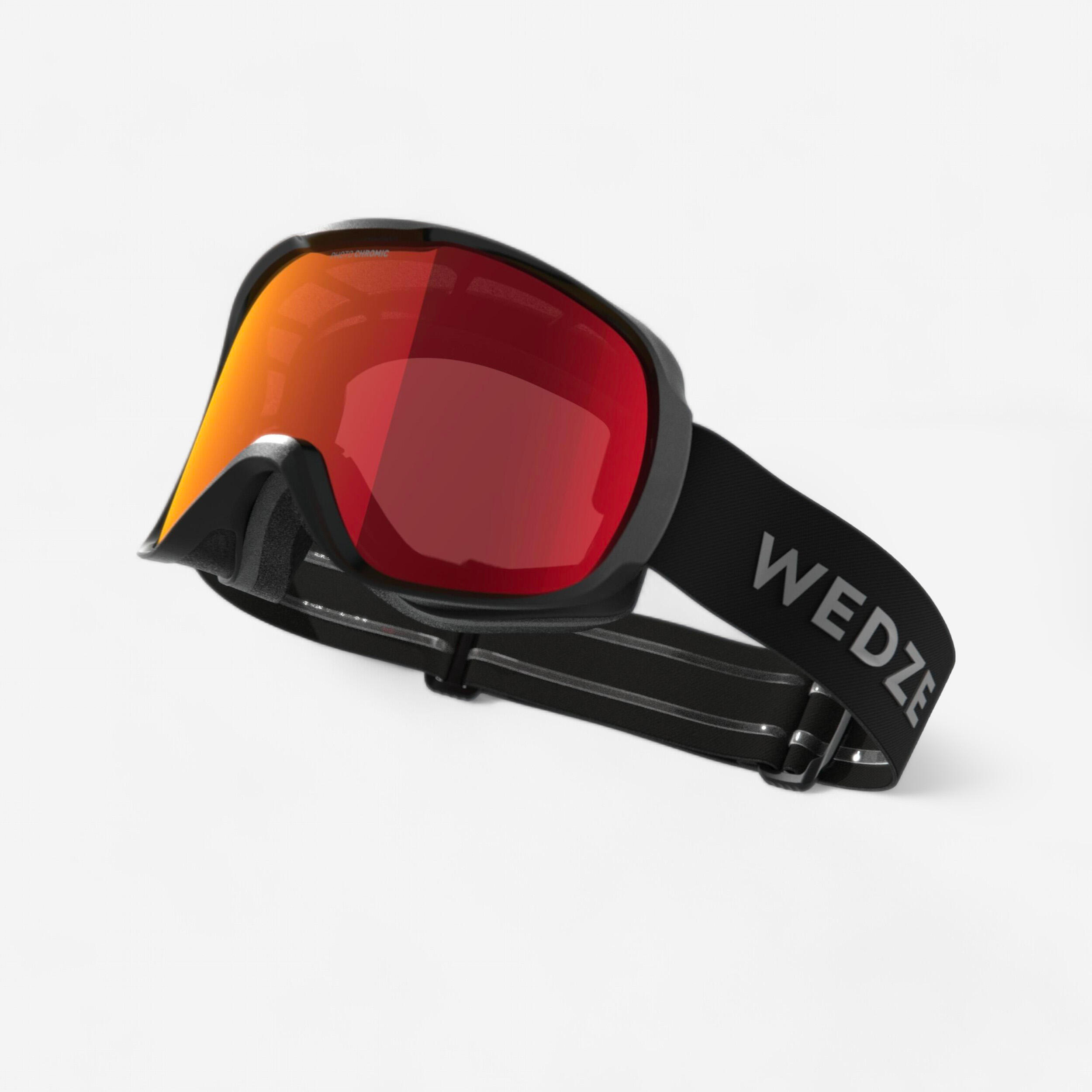 Wedze Skibrille Snowboardbrille - G 500 Allwetter Erwachsene/Kinder schwarz