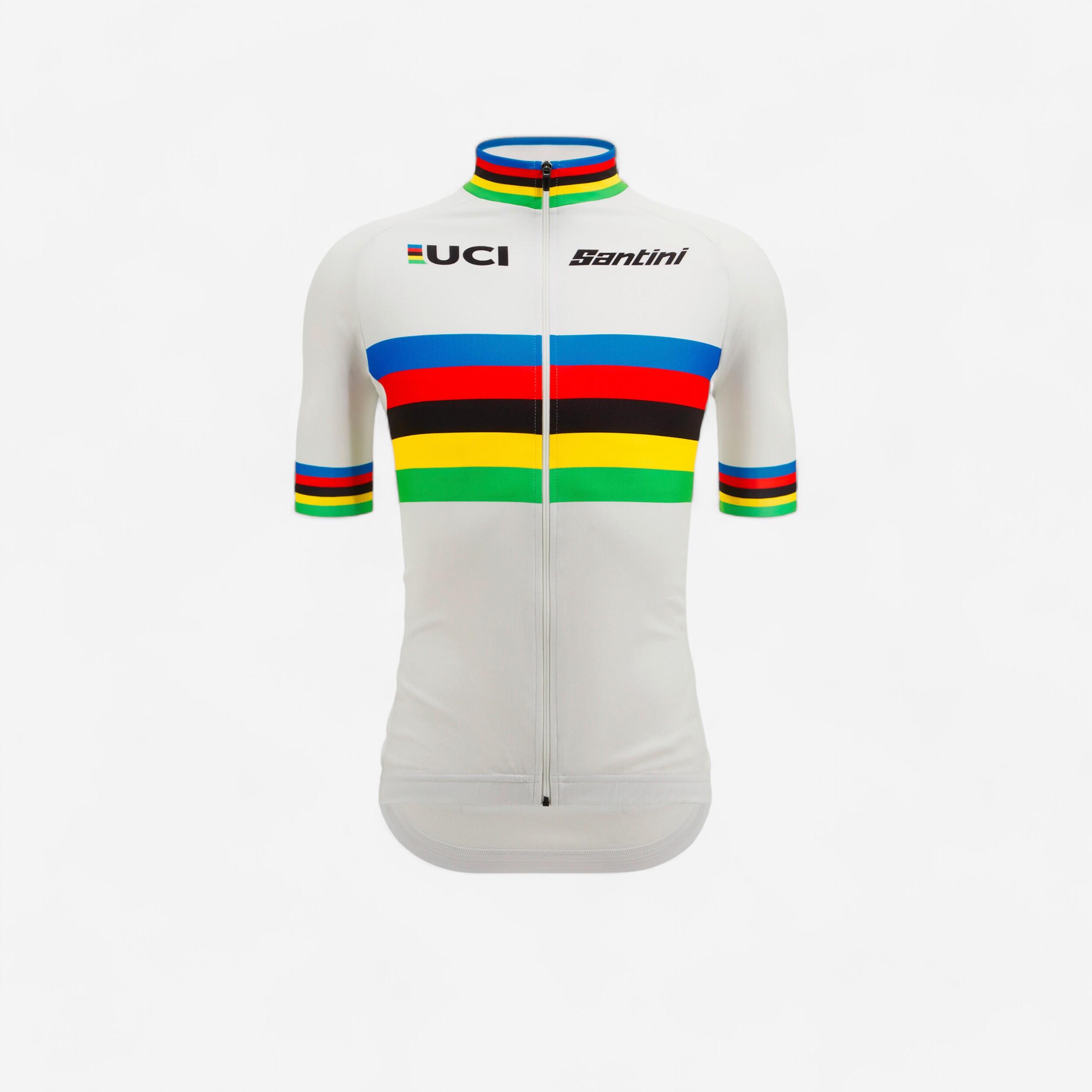 Santini Radtrikot Santini UCI World Champion Collection Rennrad kurzarm weiss