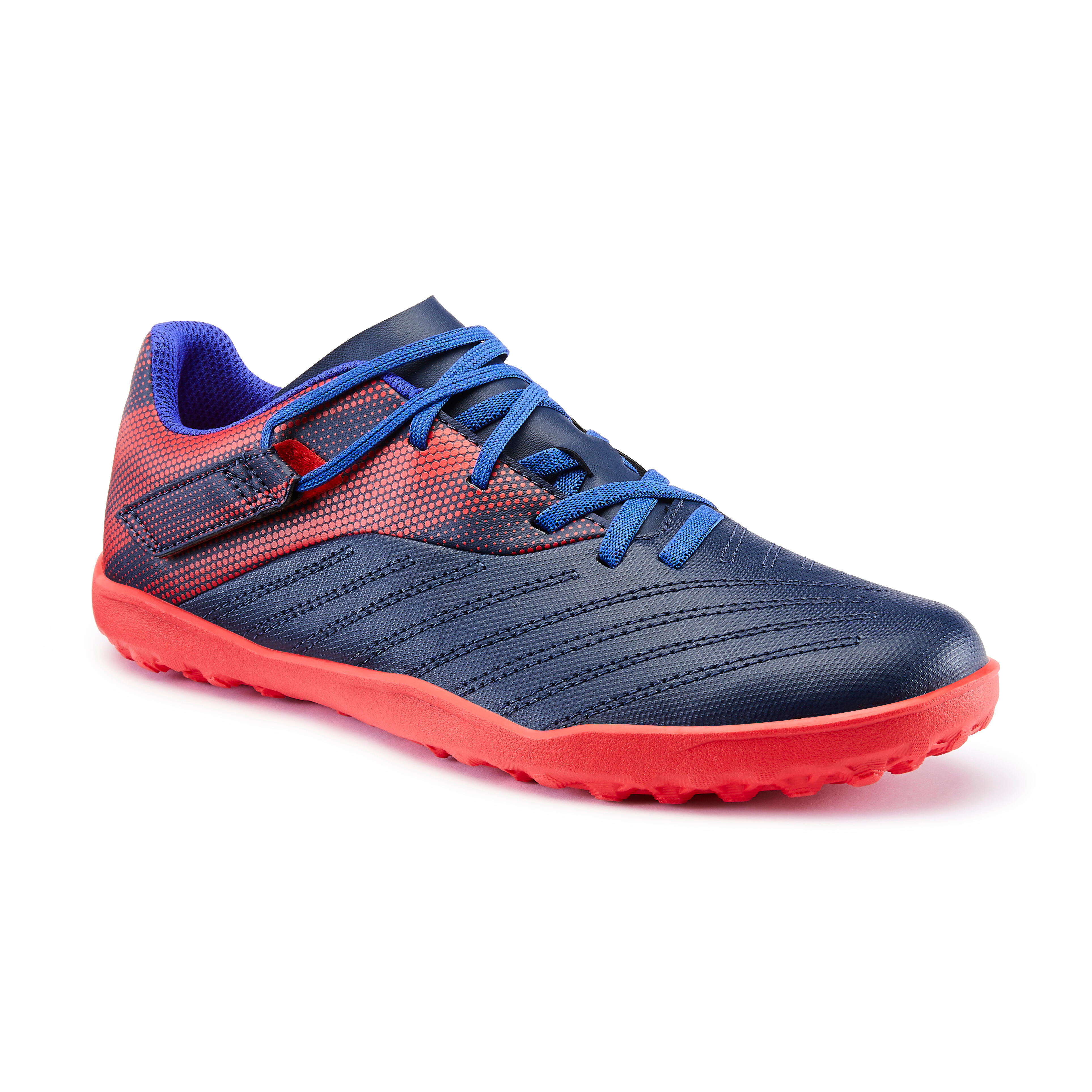 Kipsta Fussballschuhe Agility 140 TF Klettband blau/rot