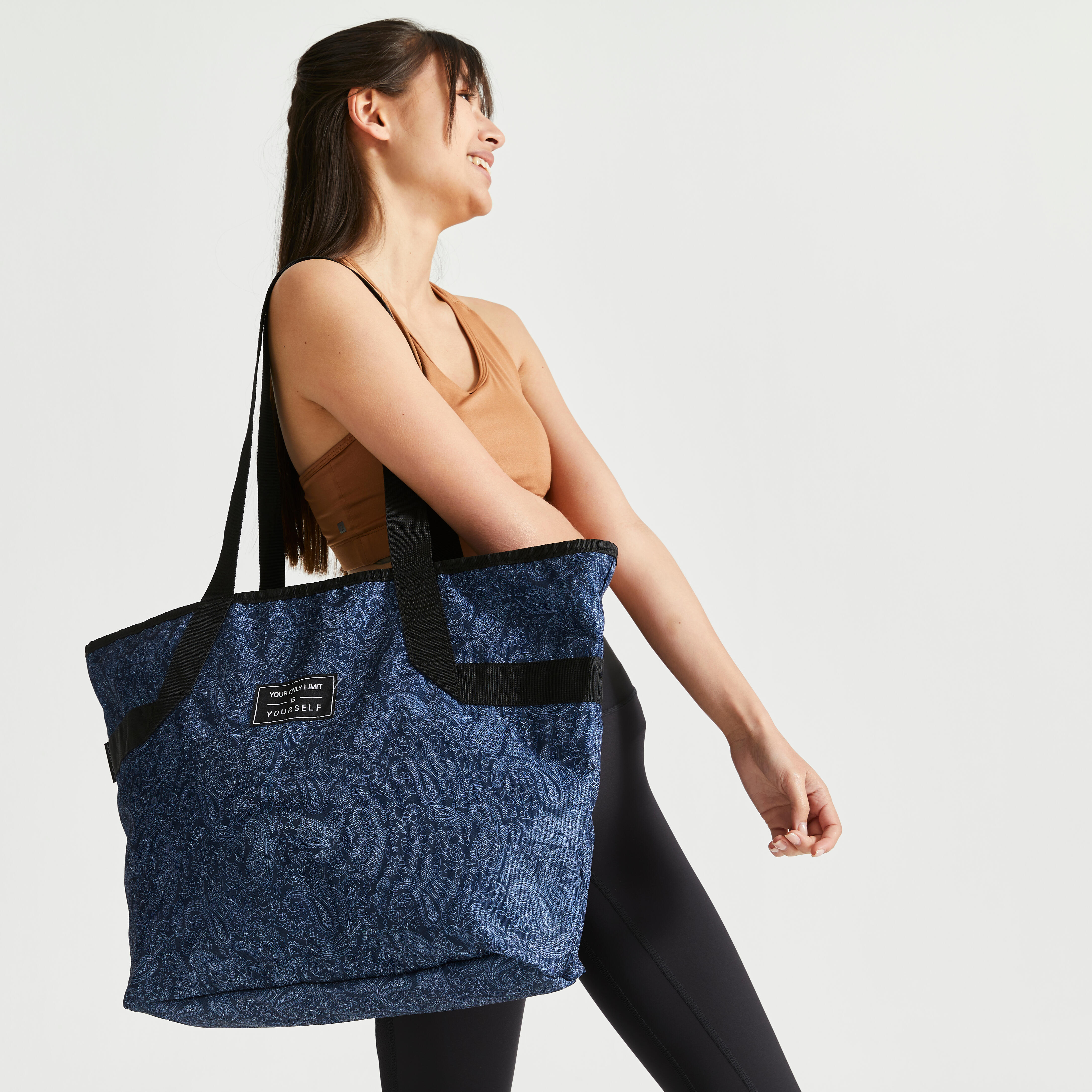 Domyos Sporttasche 25 l marineblau bedruckt