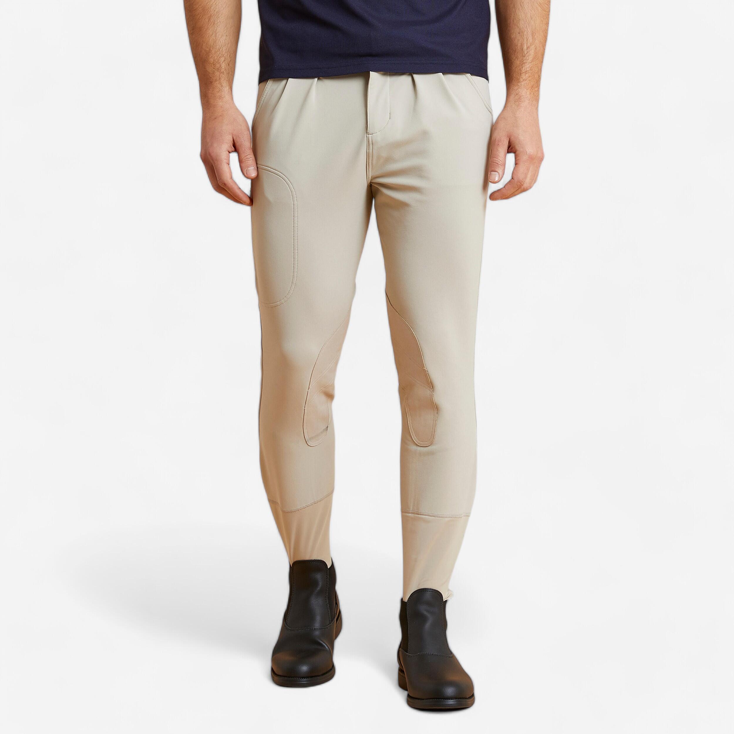 Fouganza Reithose 500 Kniebesatz Kunstleder Herren marineblau