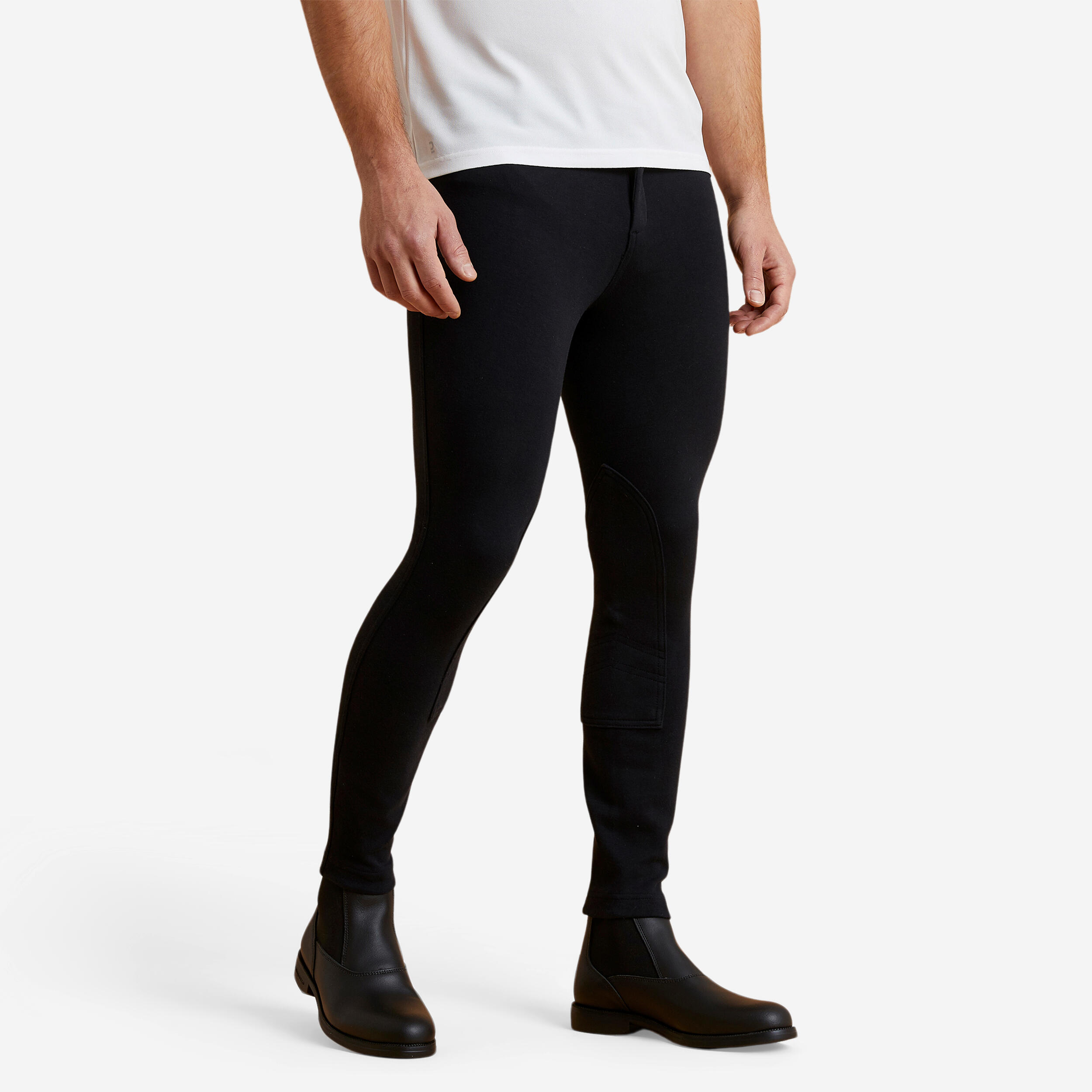 Fouganza Reithose 100 Kniebesatz Stoff Herren schwarz