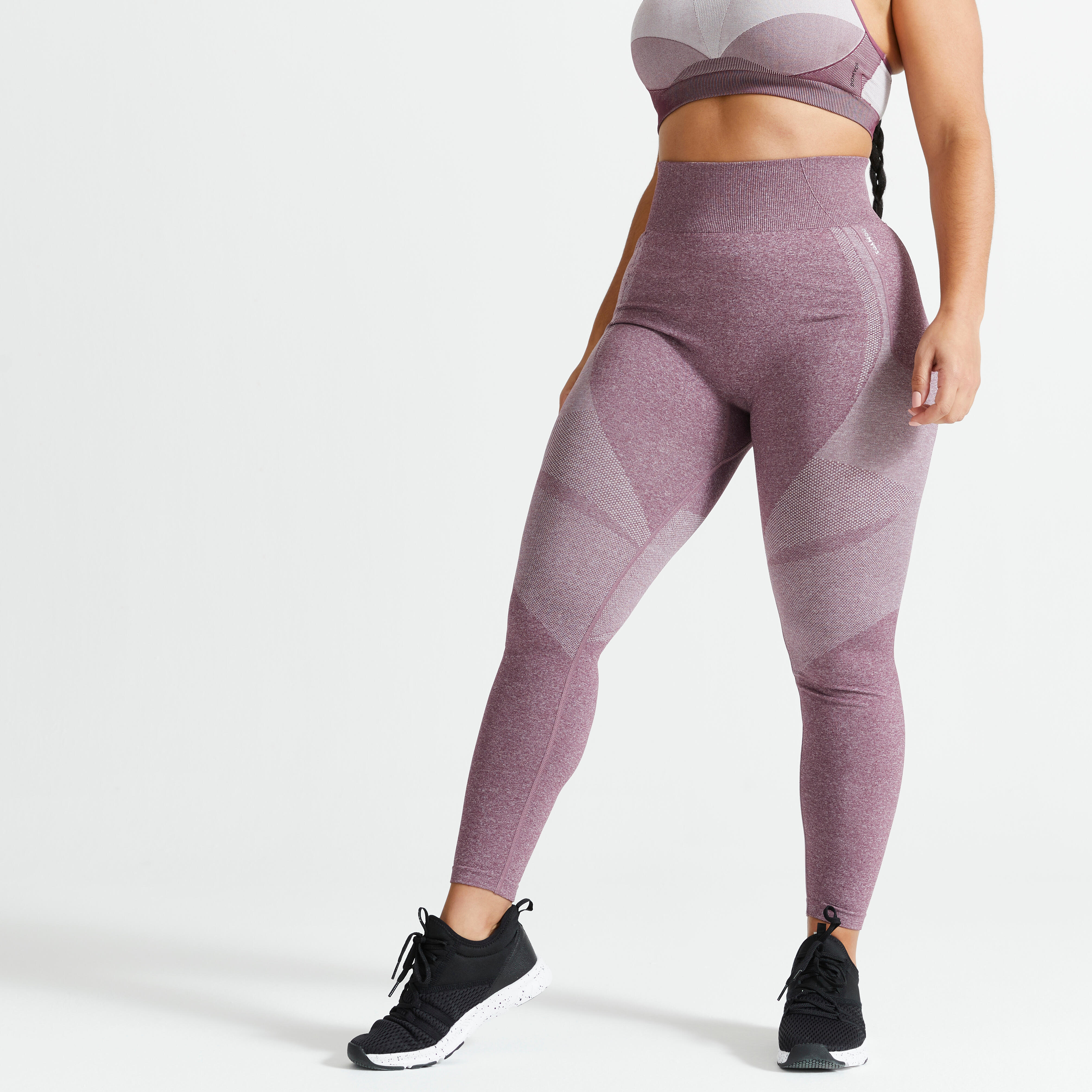 Domyos Leggings Seamless hoher Bund Fitness figurformend nahtlos