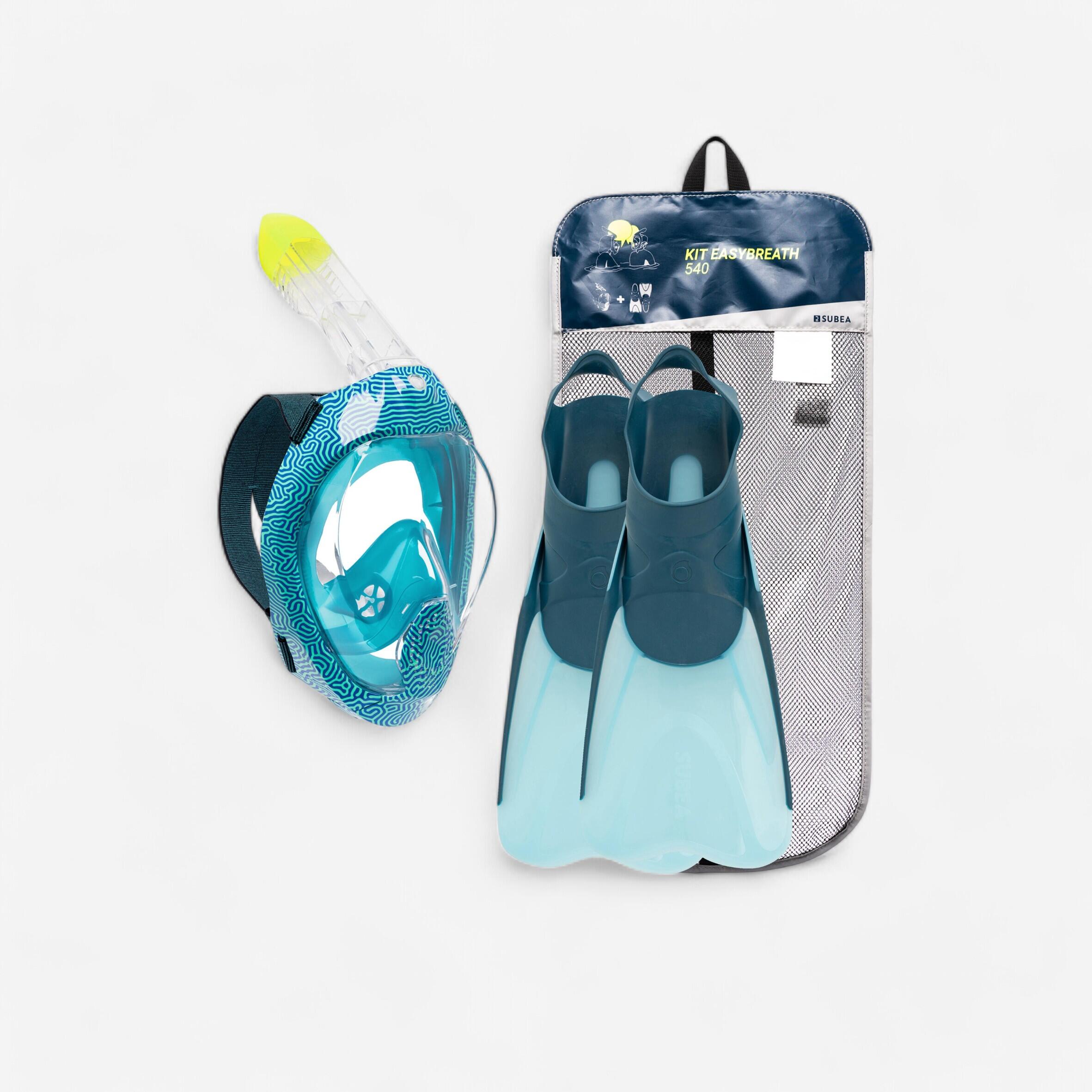 Subea Schnorchel-Set Maske Easybreath 540FT und Flossen Damen/Herren