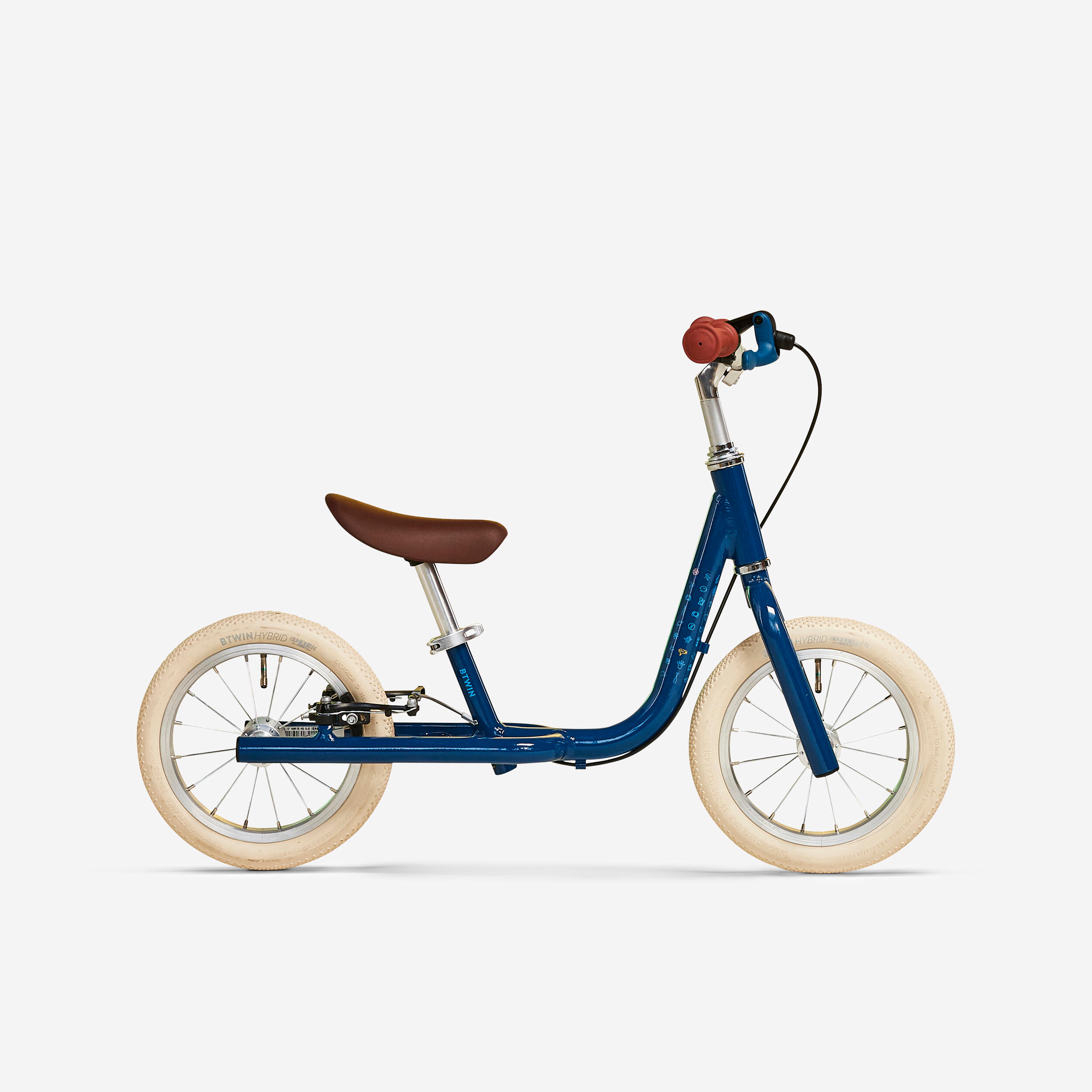 Btwin Laufrad Kinder 12 Zoll Runride 900 Alu blau/beige