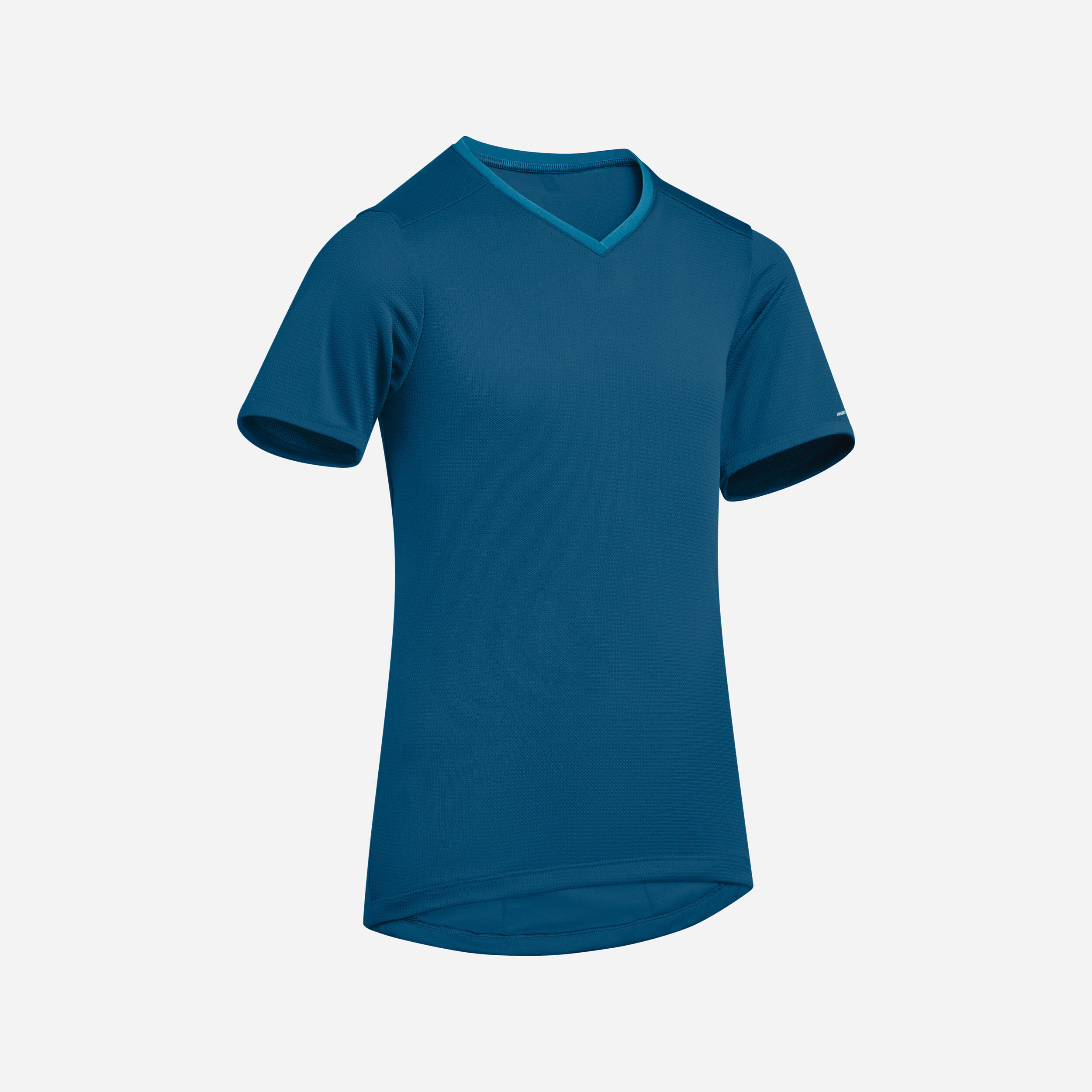 Btwin Kurzarm-Radtrikot 100 Kinder schwarz/blau