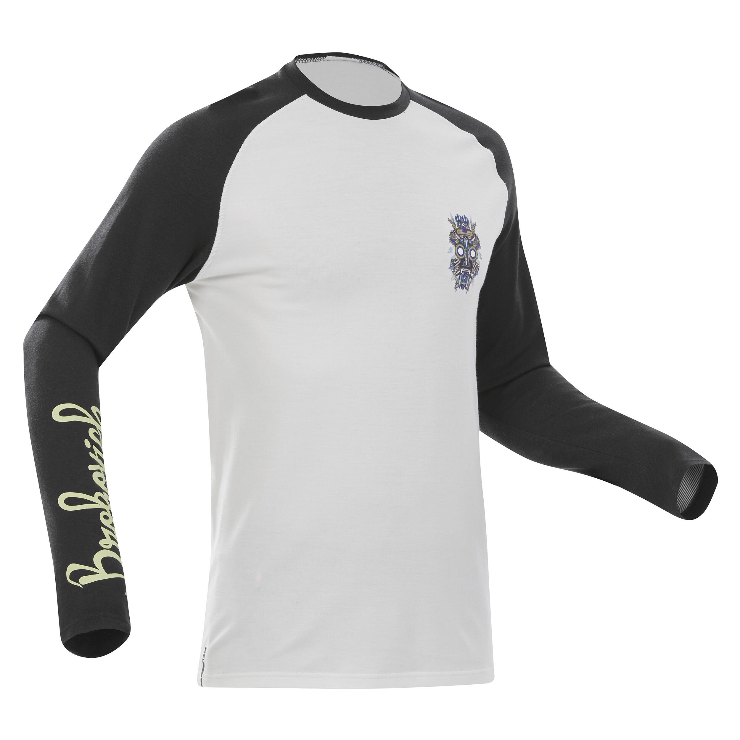 Wedze Skiunterwäsche Funktionsshirt Herren Merinowolle - BL 590 Brokovitch schwarz/weiss