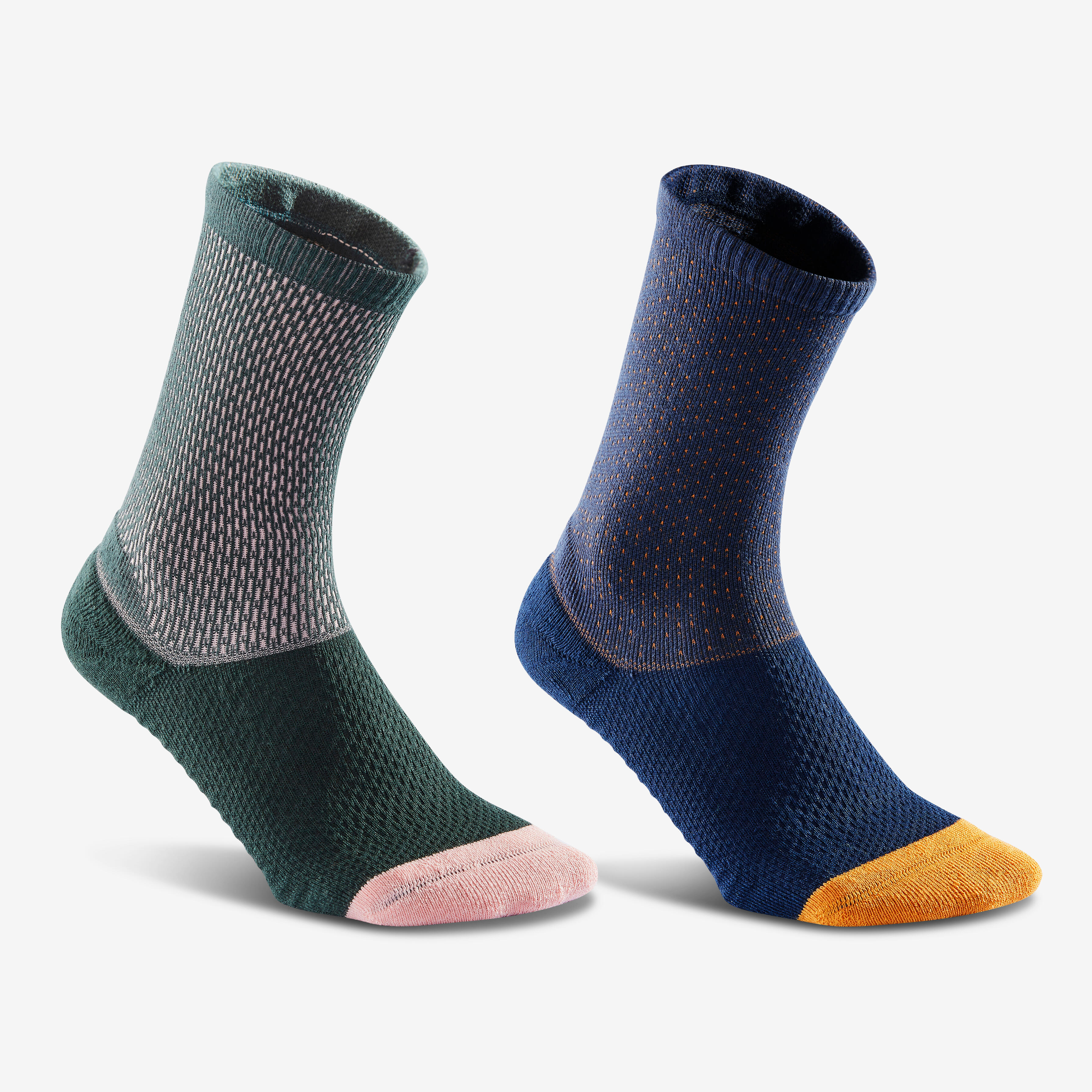 Newfeel Walkingsocken High 2er-Pack marineblau/khakigrün