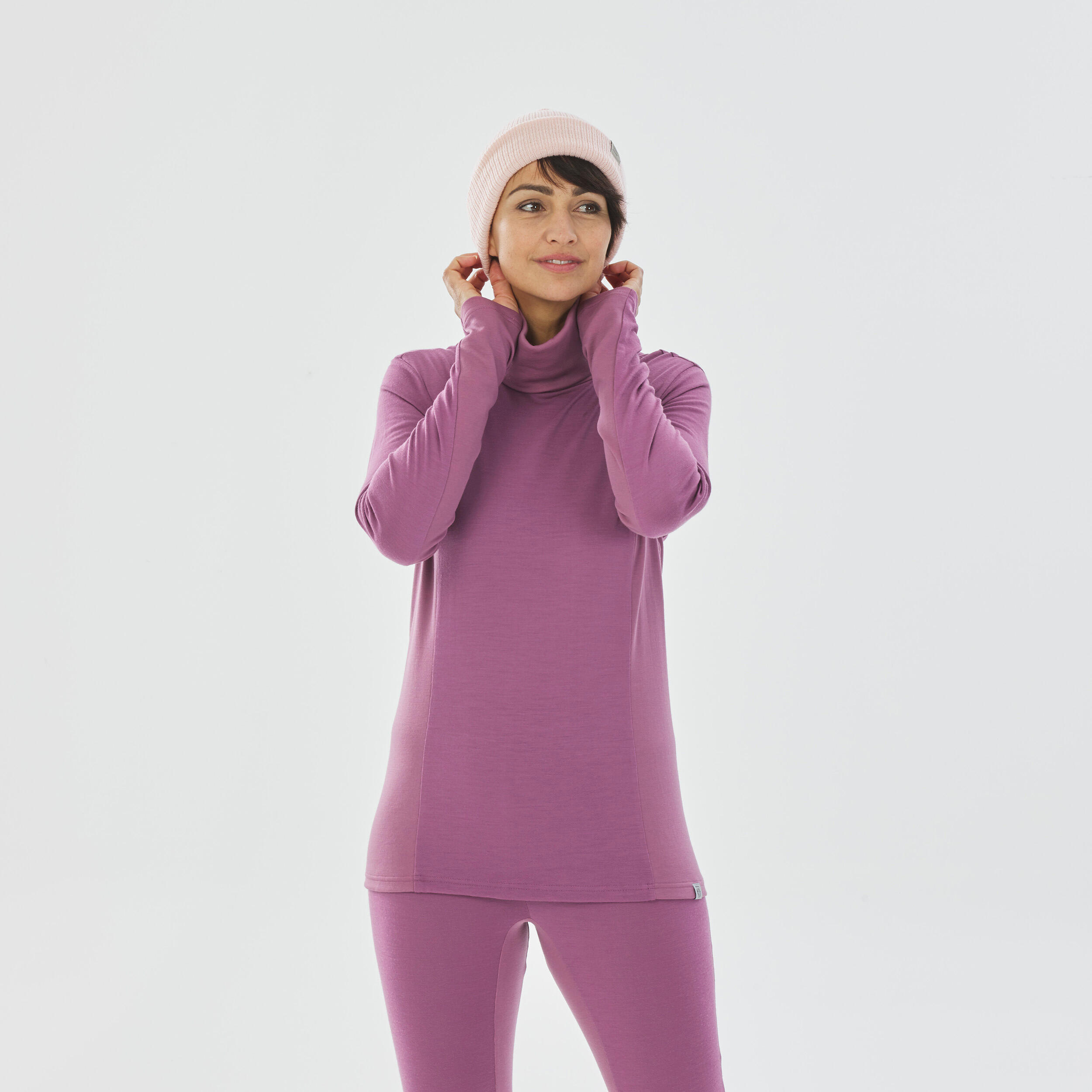 Wedze Skiunterwäsche Funktionsshirt - BL 900 Wool Neck Damen violett