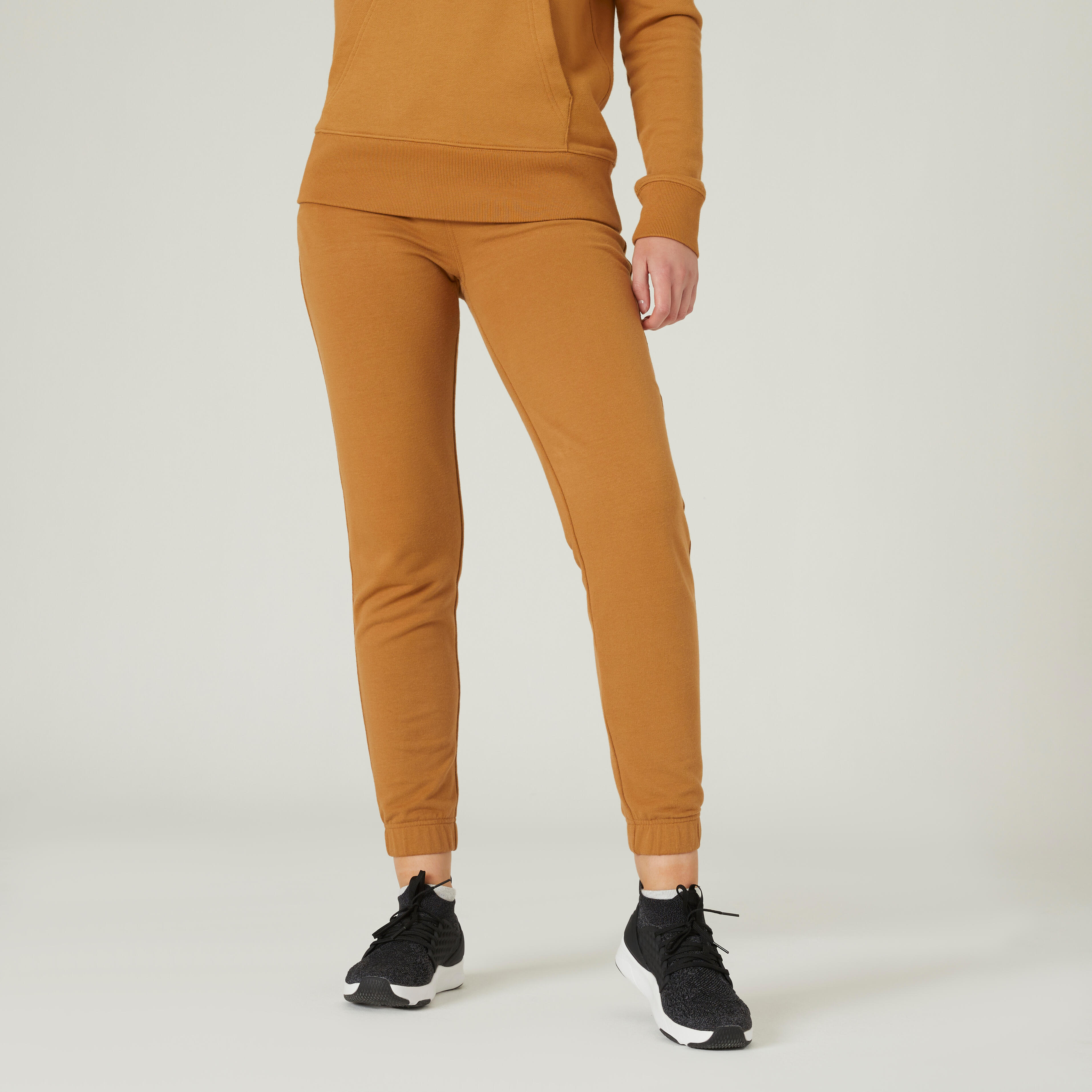 Domyos Jogginghose Fitness Regular Baumwolle Essential Damen braun