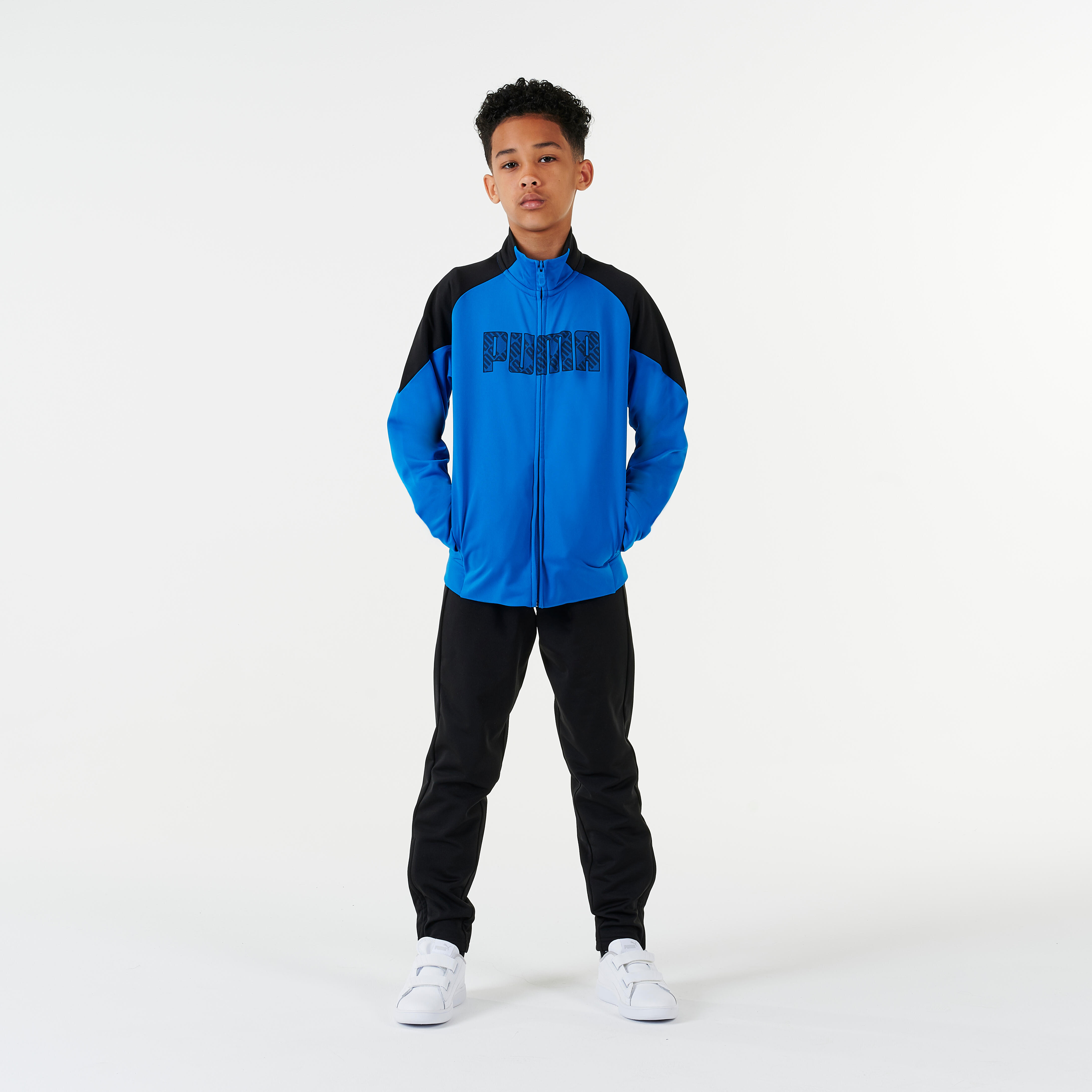 Puma Trainingsanzug Kinder Synthetik atmungsaktiv - schwarz/blau
