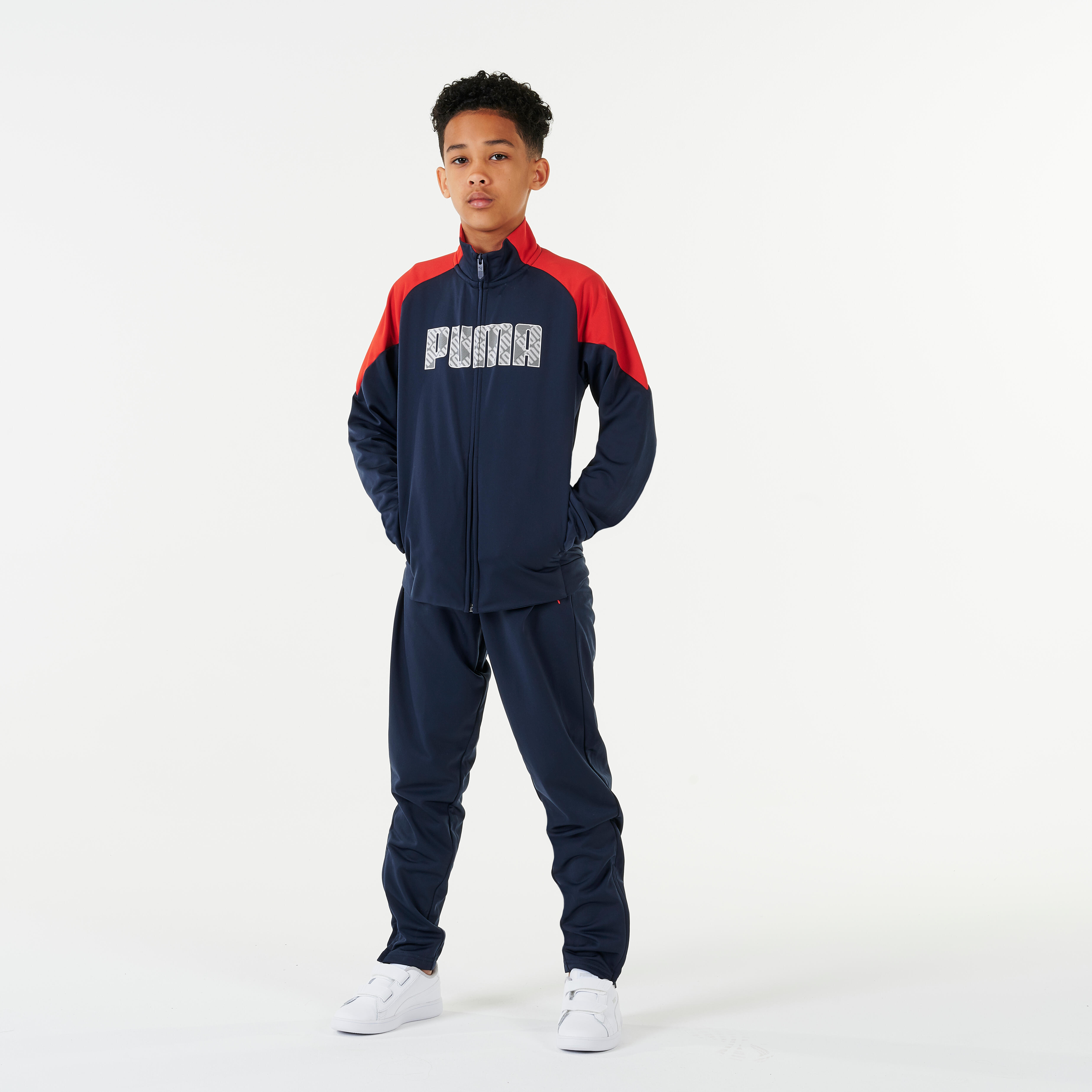 Puma Trainingsanzug Kinder Synthetik atmungsaktiv - marineblau/rot