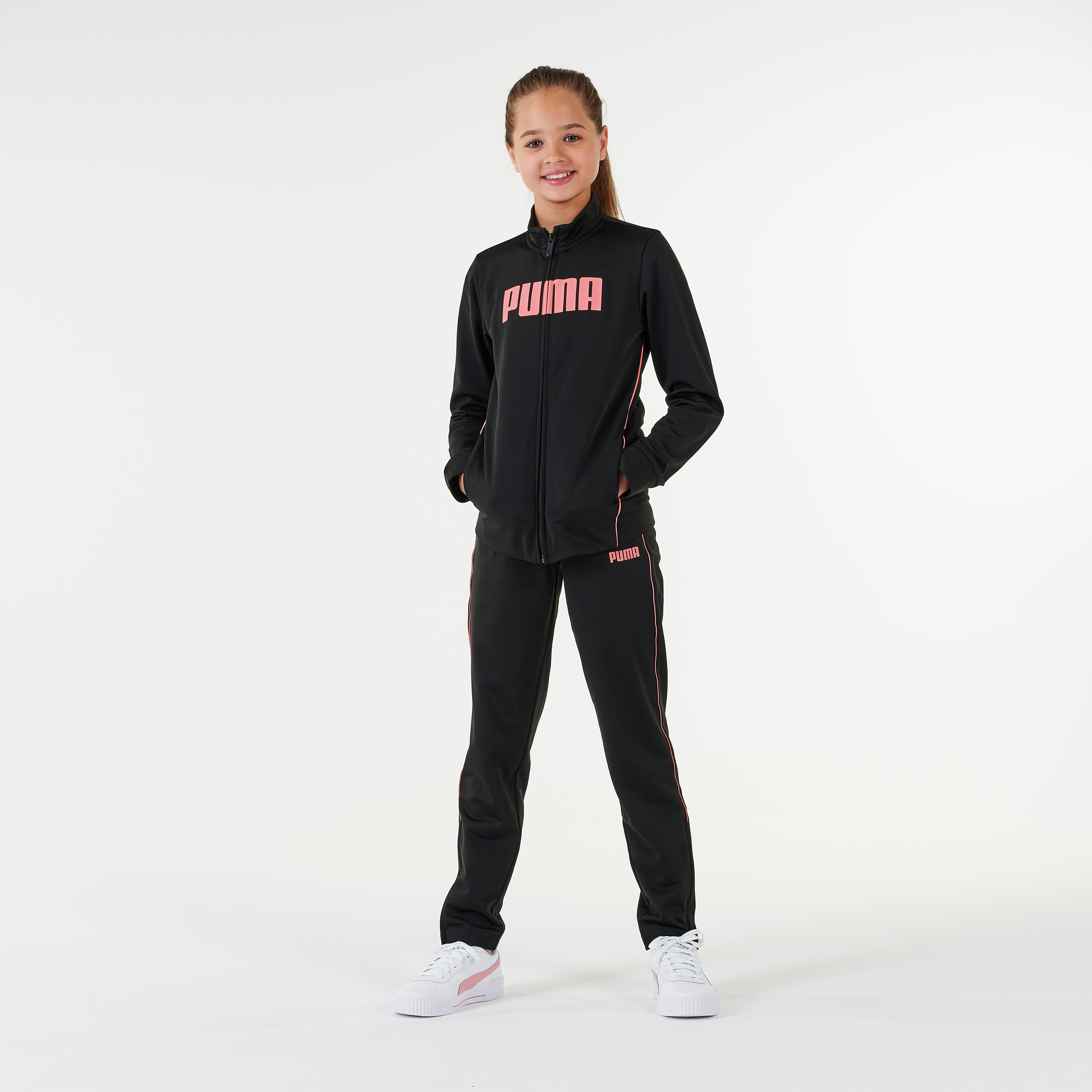 Puma Trainingsanzug Kinder Synthetik atmungsaktiv - schwarz/rosa