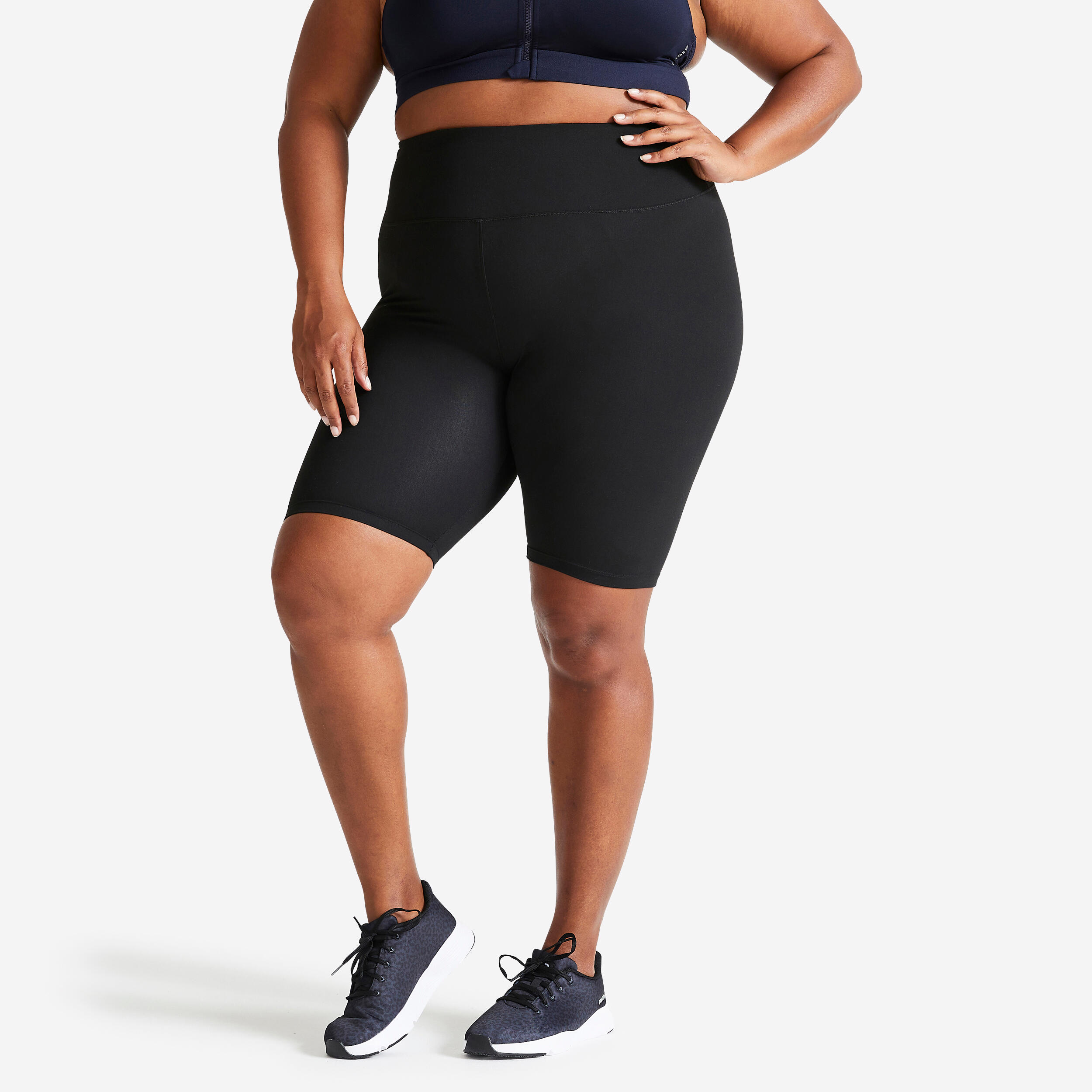 Domyos Radlerhose mit hohem Taillenbund Fitness grosse Grösse -schwarz