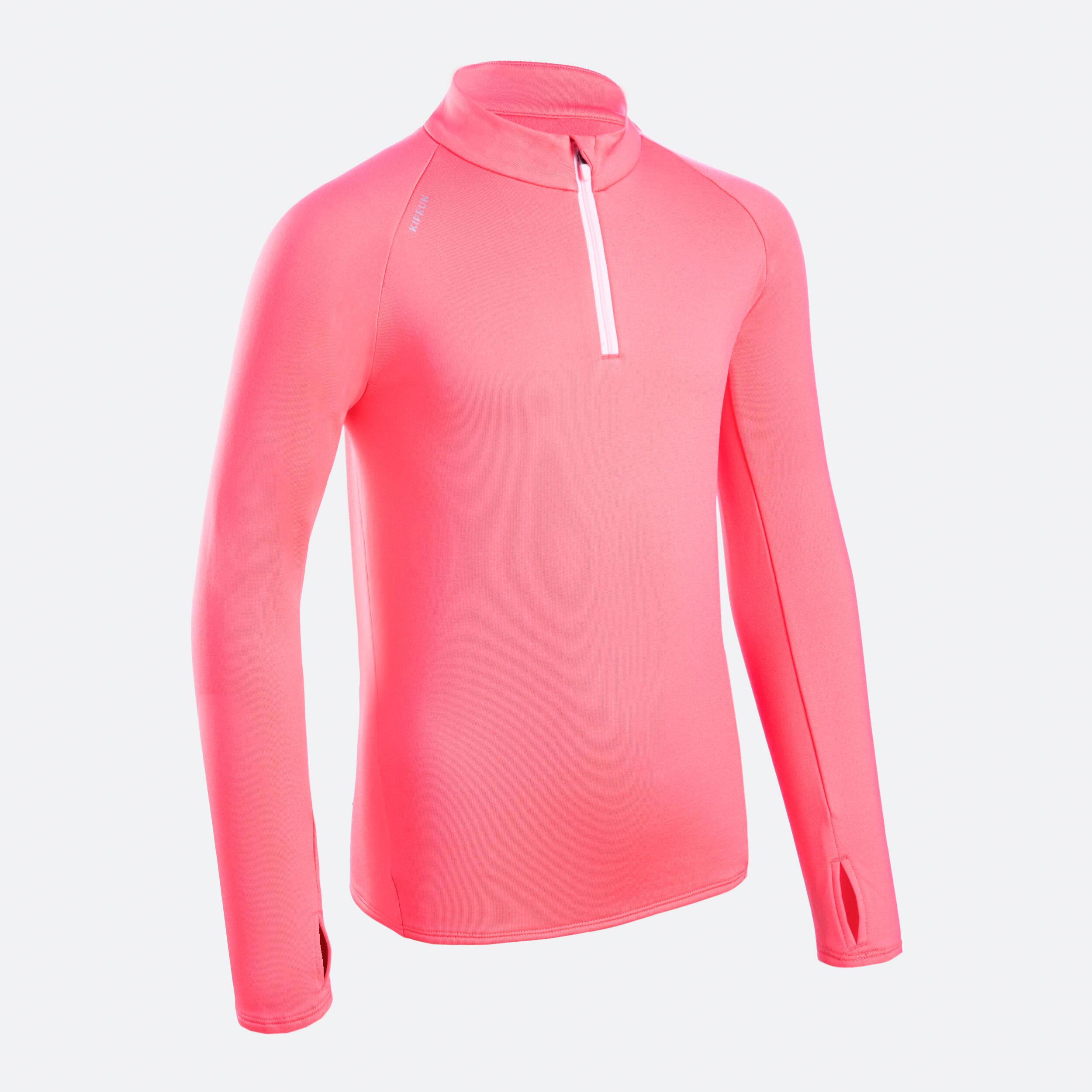 Kiprun Laufshirt langarm Leichtathletik warm 1/2 Zip AT 100 Kinder marineblau