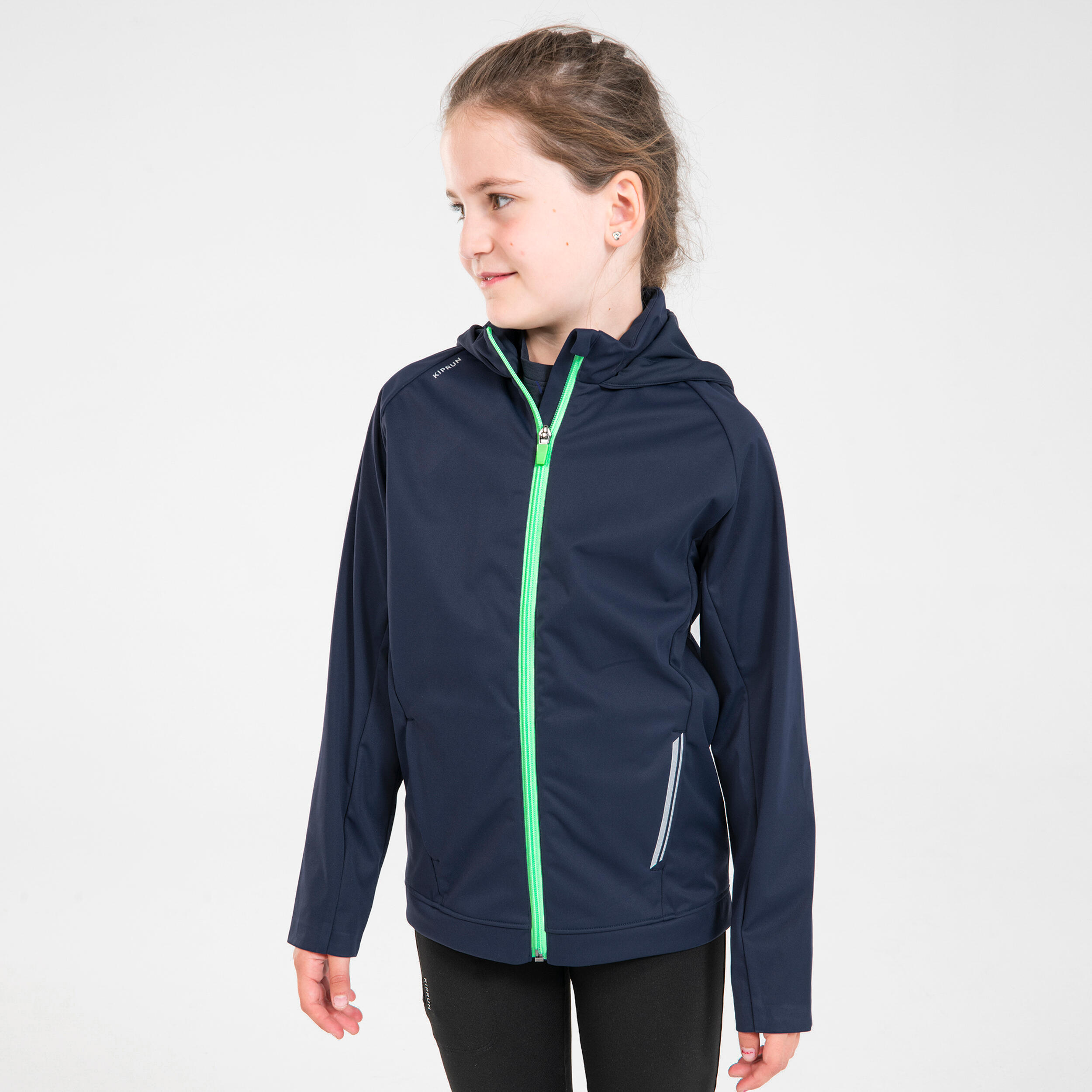 Kiprun Laufjacke Leichtathletik warm AT500 Kinder marineblau/grün