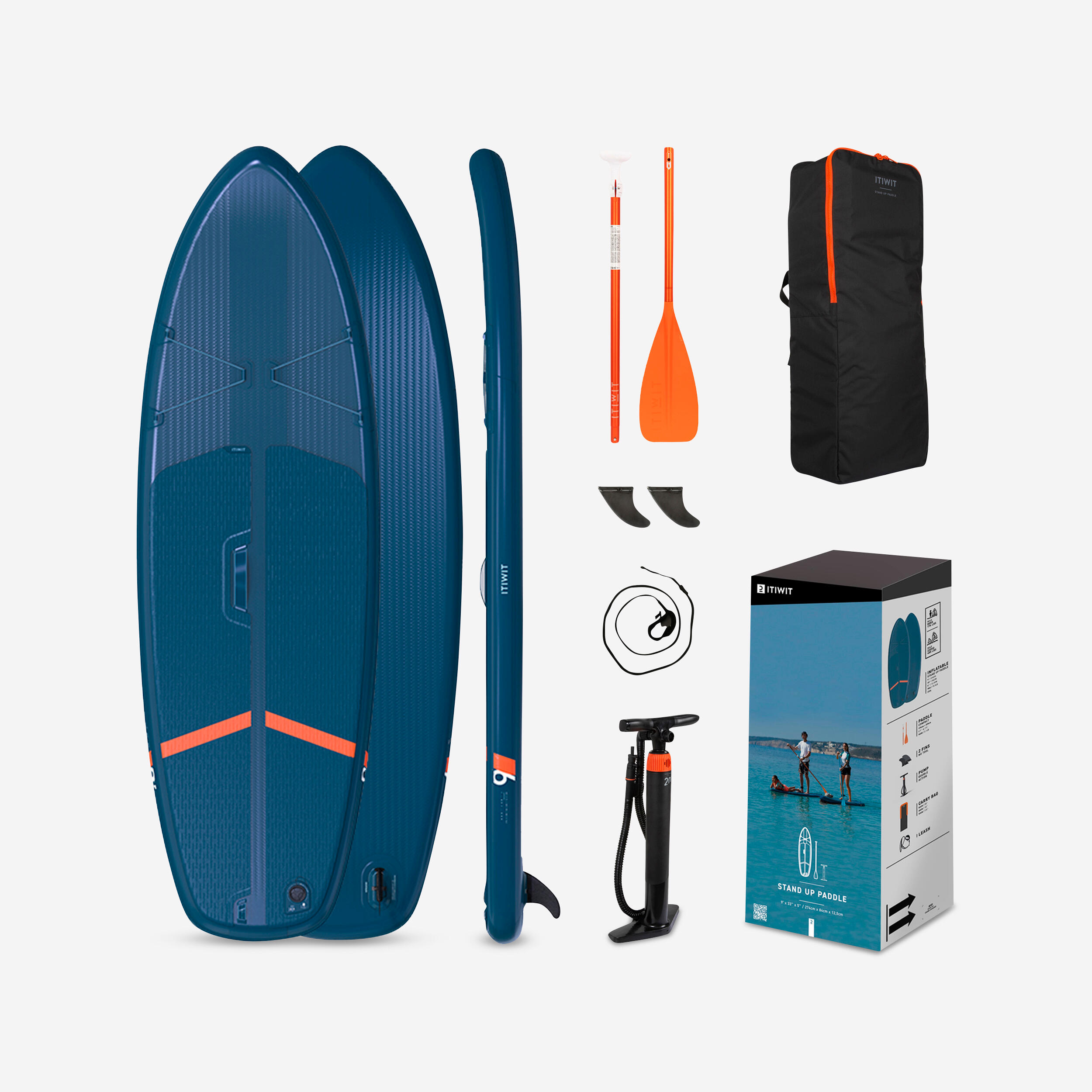 Itiwit SUP Set Stand Up Paddle aufblasbar X100 Touring Einsteiger Gr.M blau