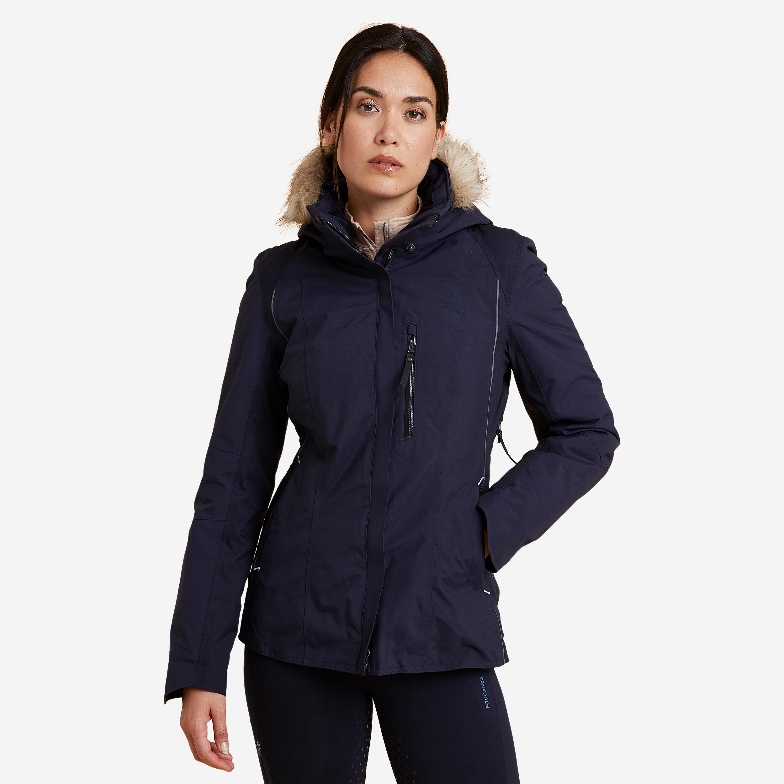 Fouganza Winter-Reitjacke 580 Damen wasserdicht marineblau