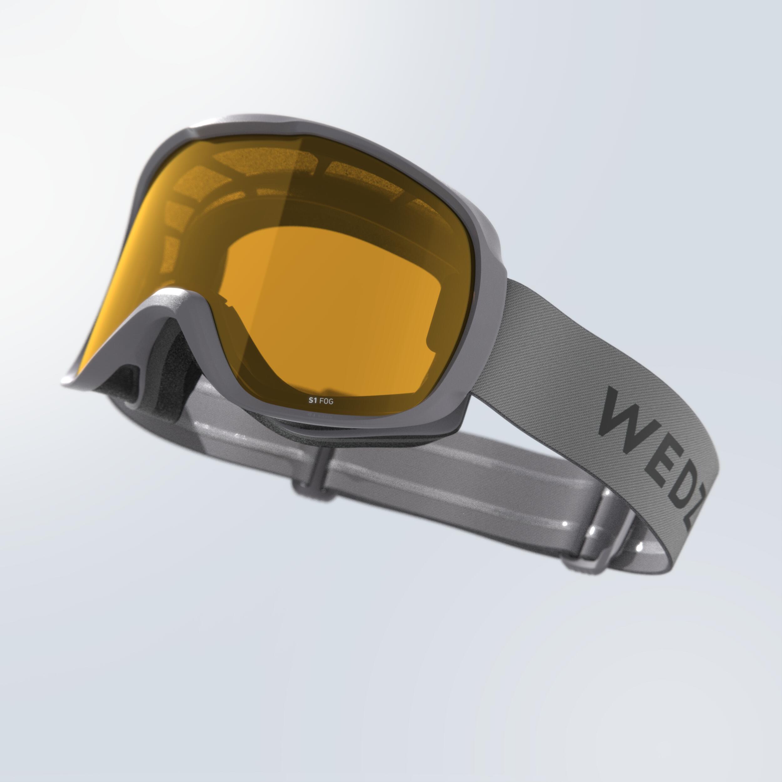 Wedze Skibrille Snowboardbrille - G 500 S1 Schlechtwetter Erwachsene/Kinder grau