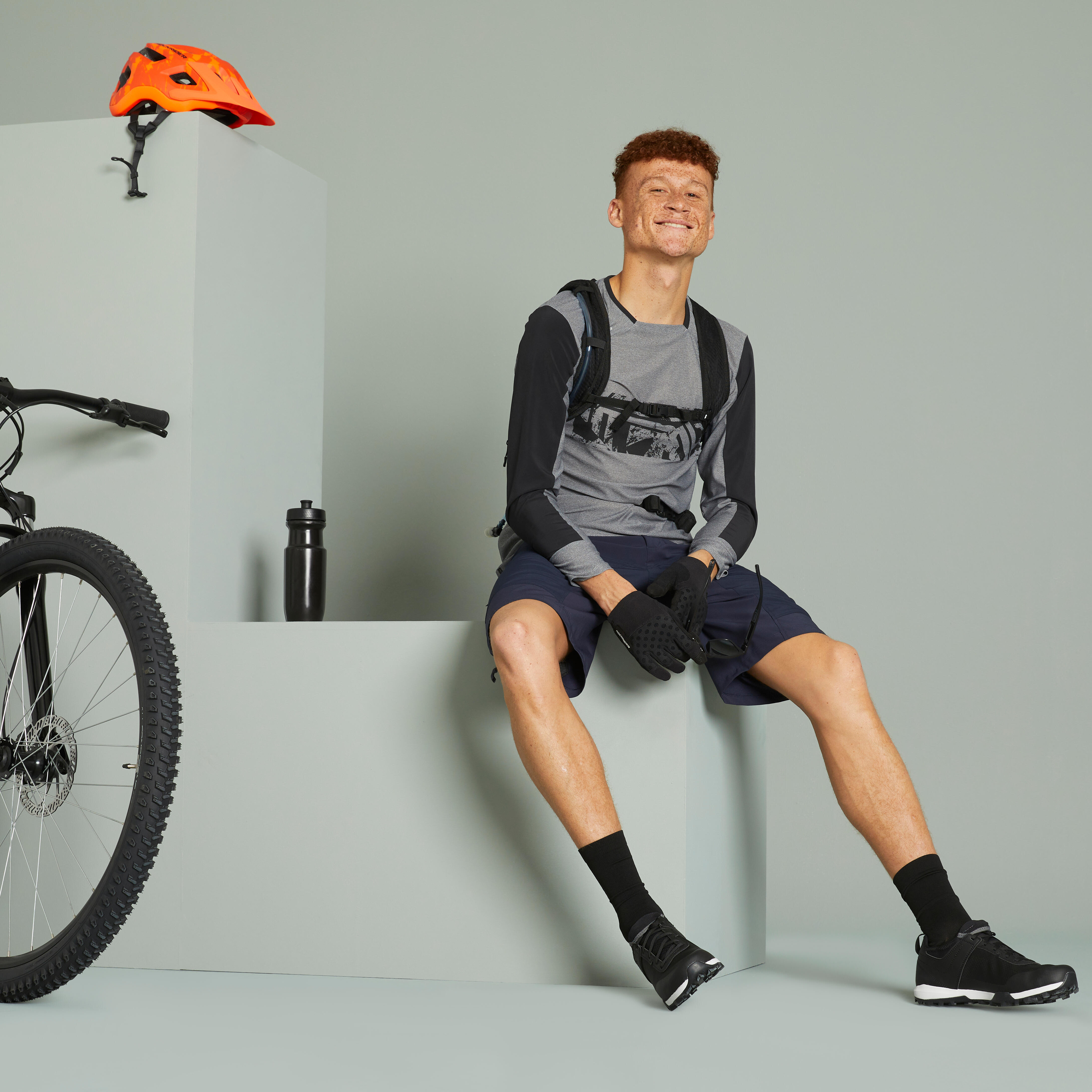 Rockrider Radtrikot langarm MTB ST100 grau