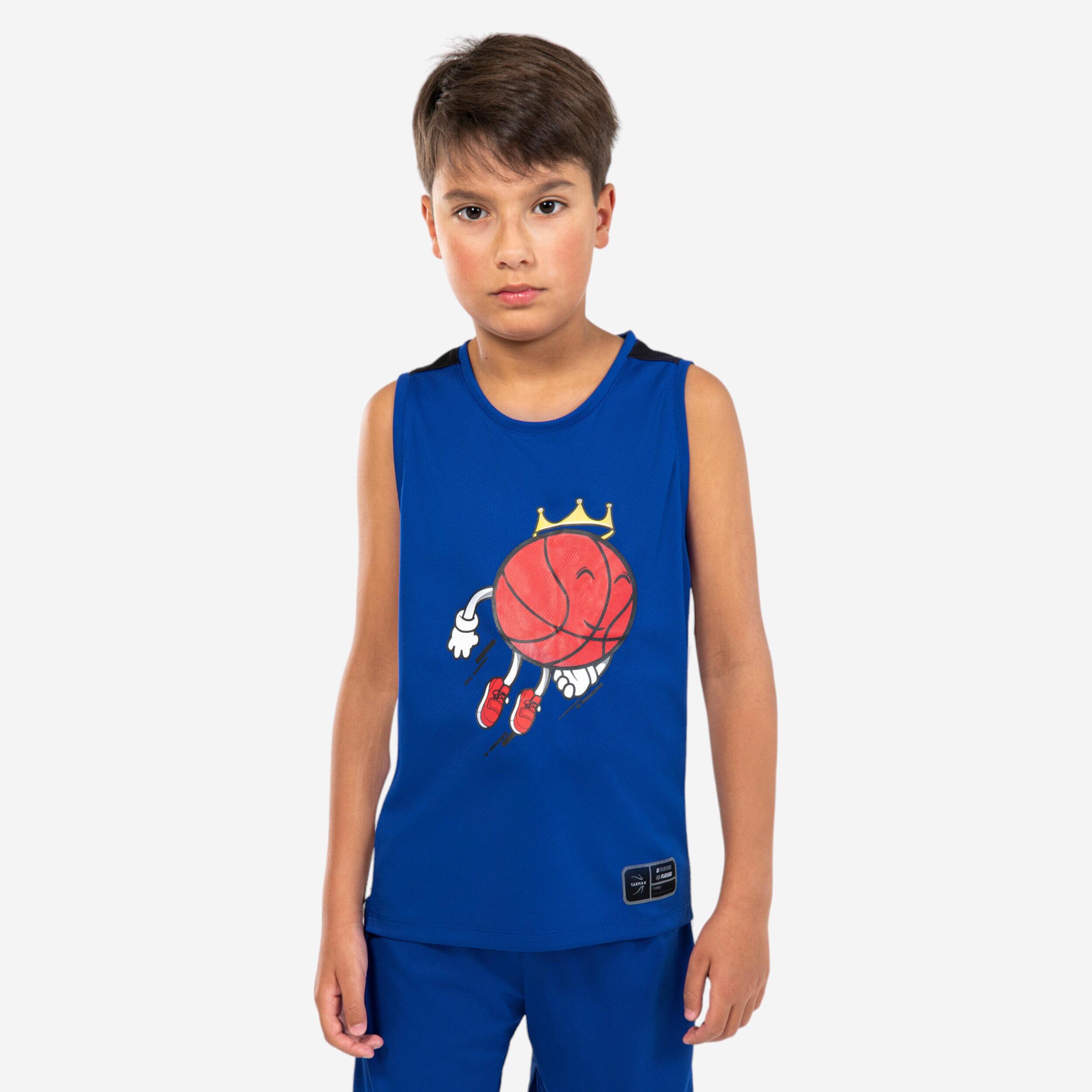 Tarmak Basketballtrikot ärmellos T500 Team Kinder schwarz/rot
