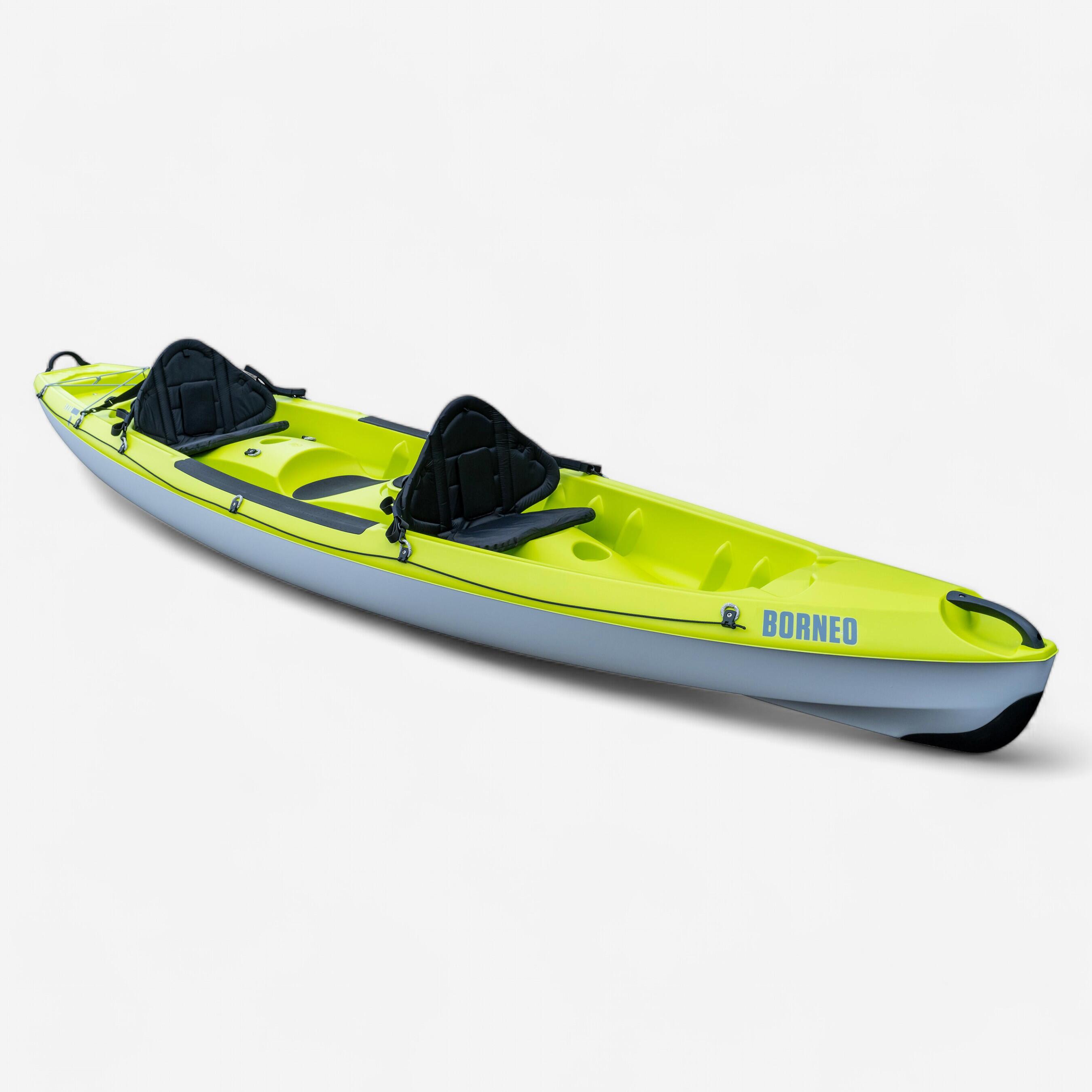 Tahe Outdoors Kajak Hartschale BORNEO grün mit Rückenlehne 2 Erwachsene + 1 Kind