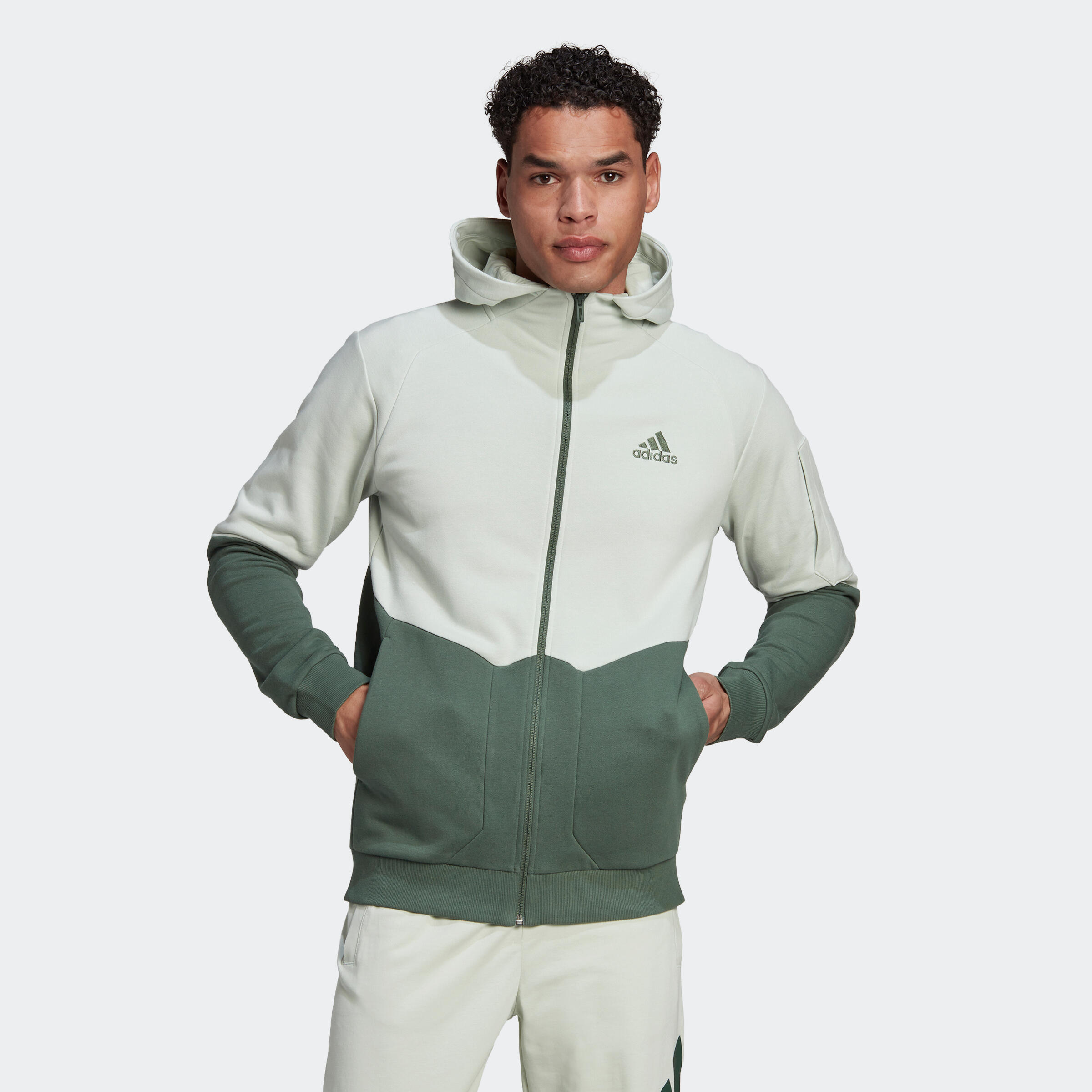 Adidas Sweatjacke Kapuze Adidas Game Day Fitness Soft Training Herren grün