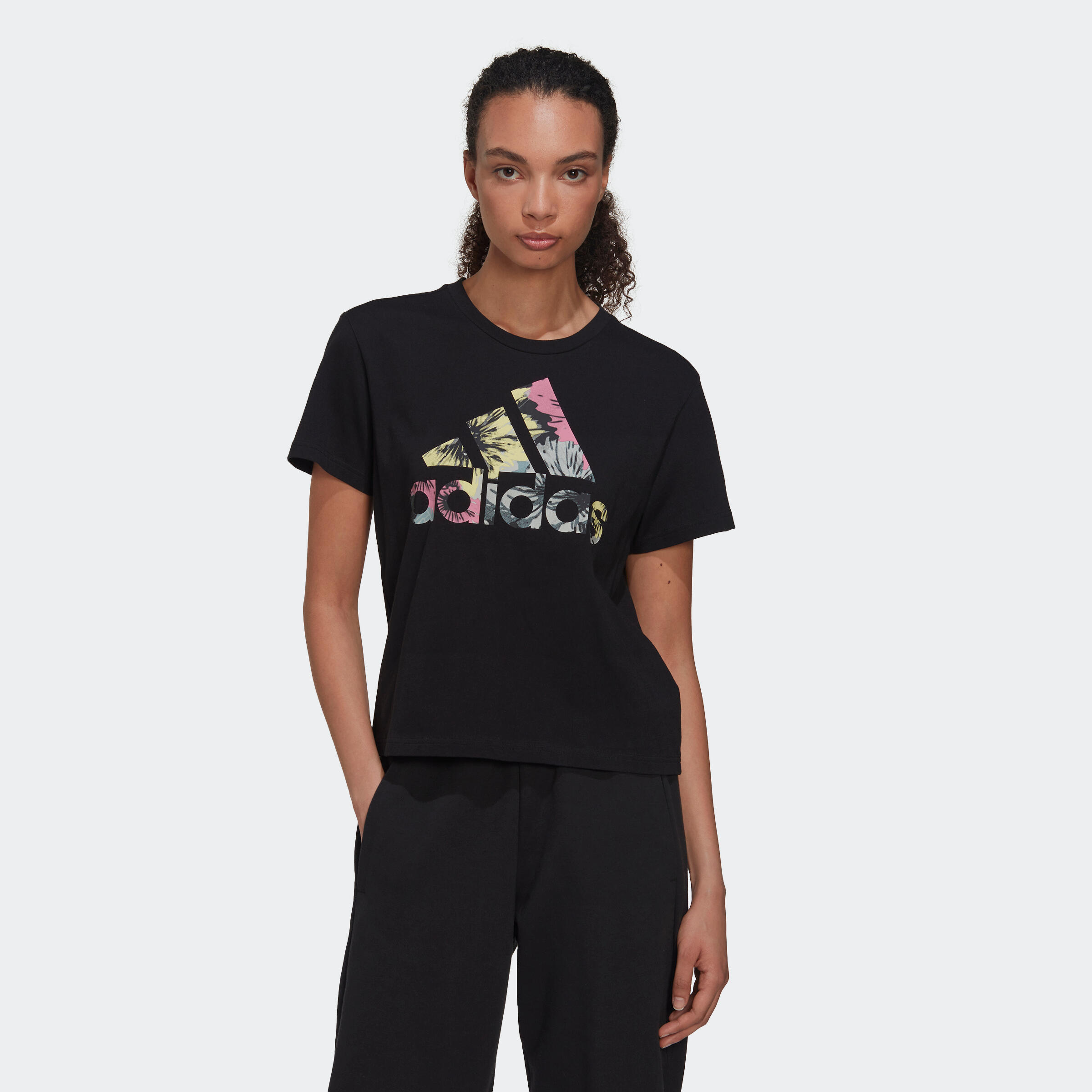 Adidas T-Shirt Adidas Fitness Soft Training Floral Damen schwarz