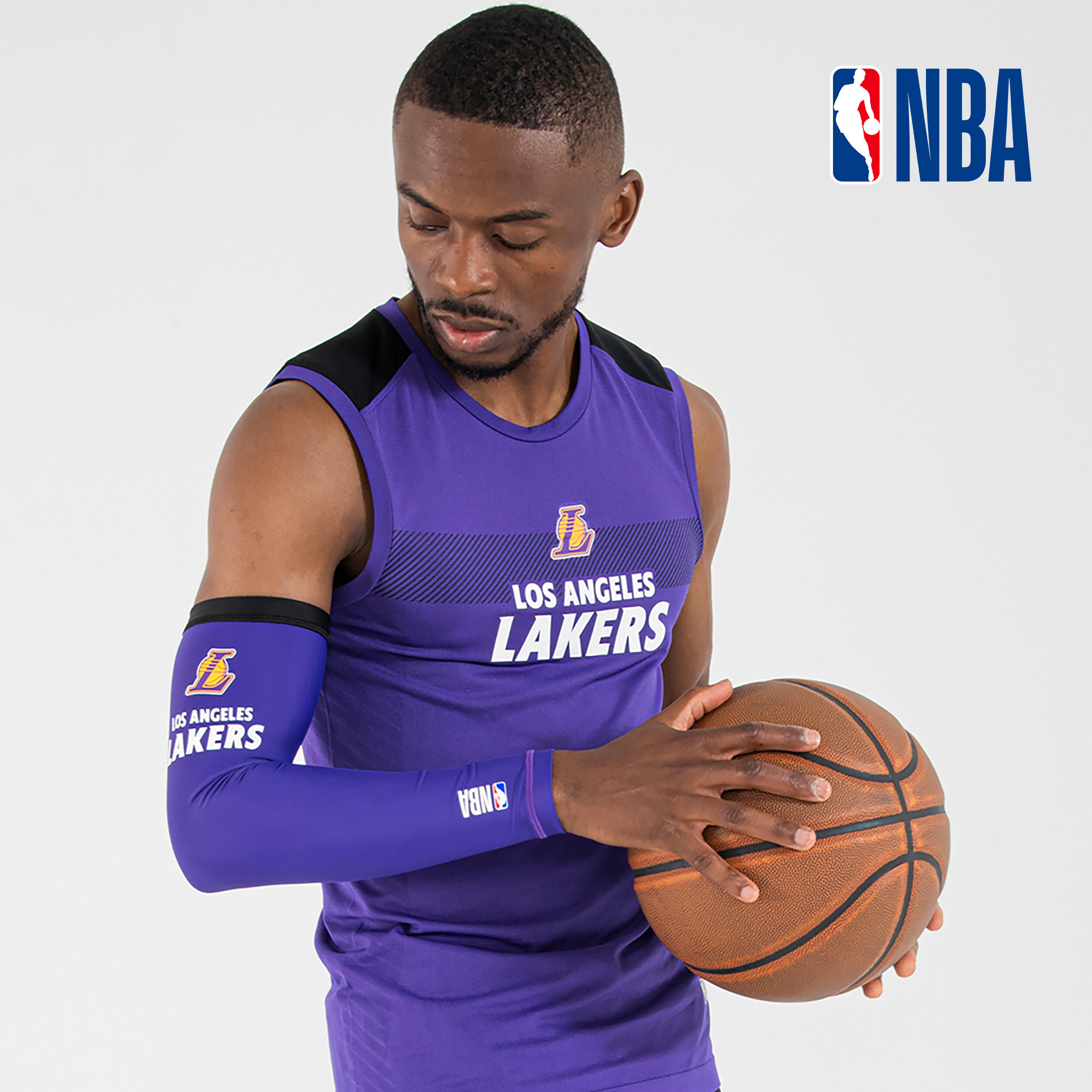 Tarmak Ellenbogenschoner Basketball E500 NBA Lakers Damen/Herren violett