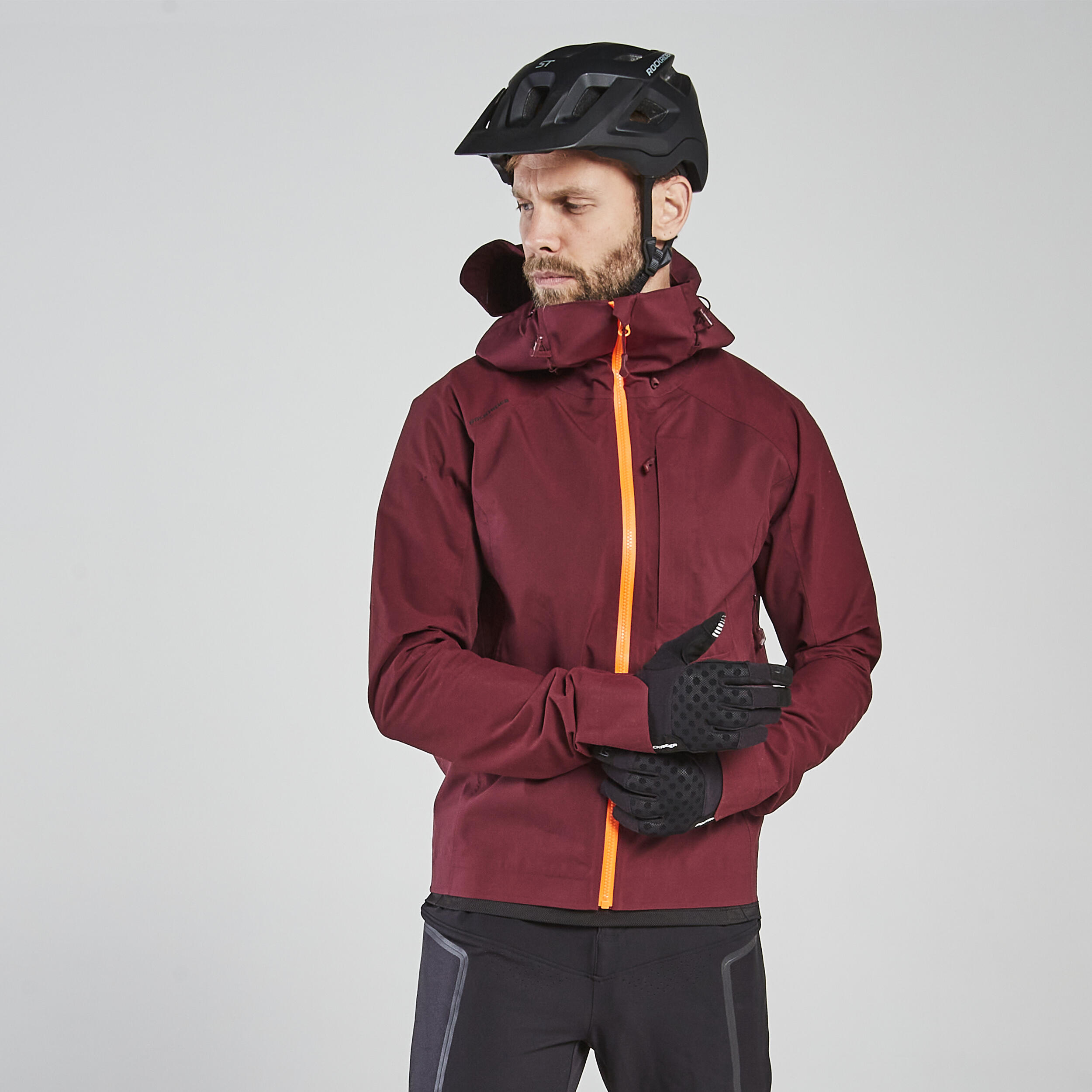 Rockrider Regenjacke Fahrrad MTB ST 700 dunkelrot