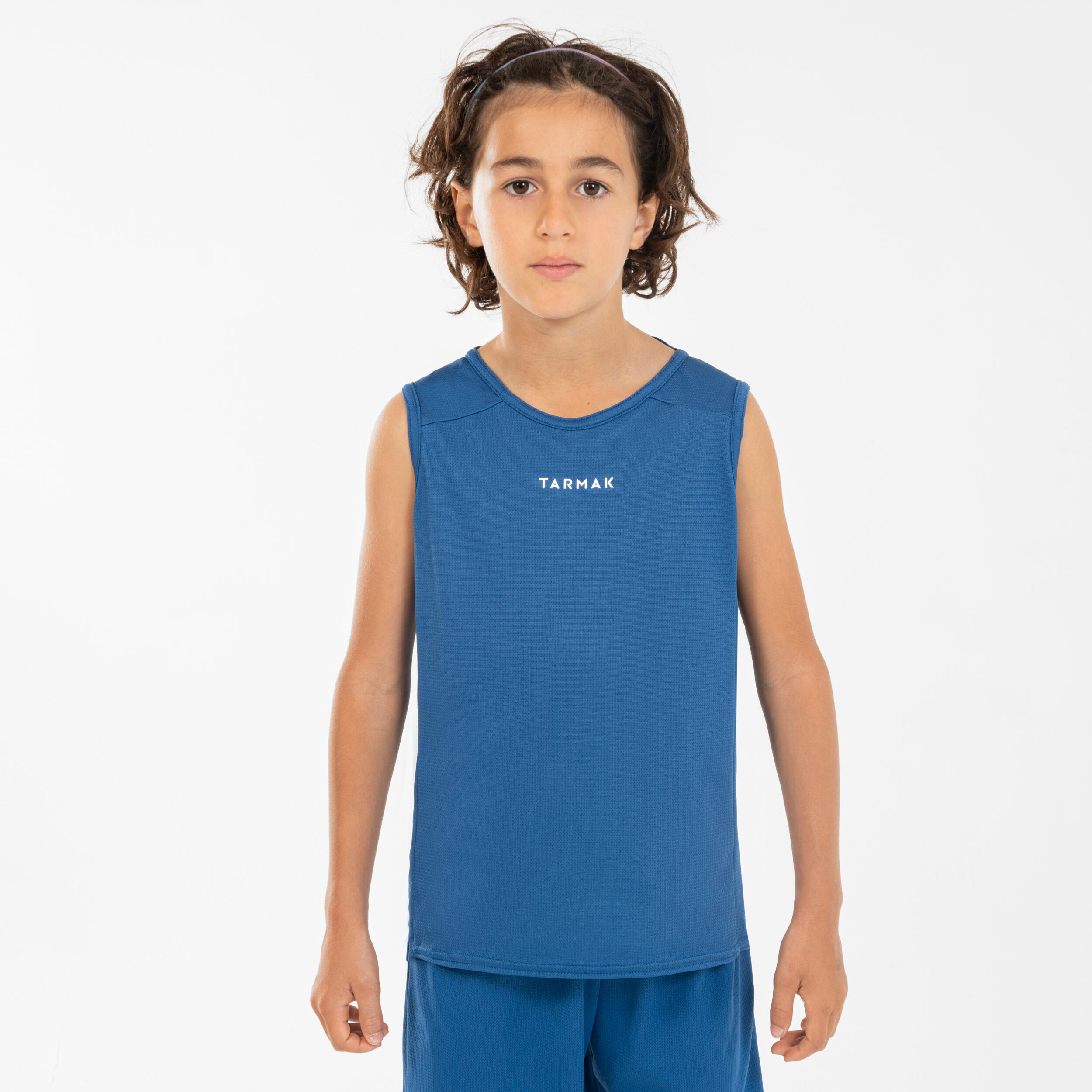 Tarmak Basketballshirt Trikot ärmellos T100 Kinder Jungen/Mädchen blau