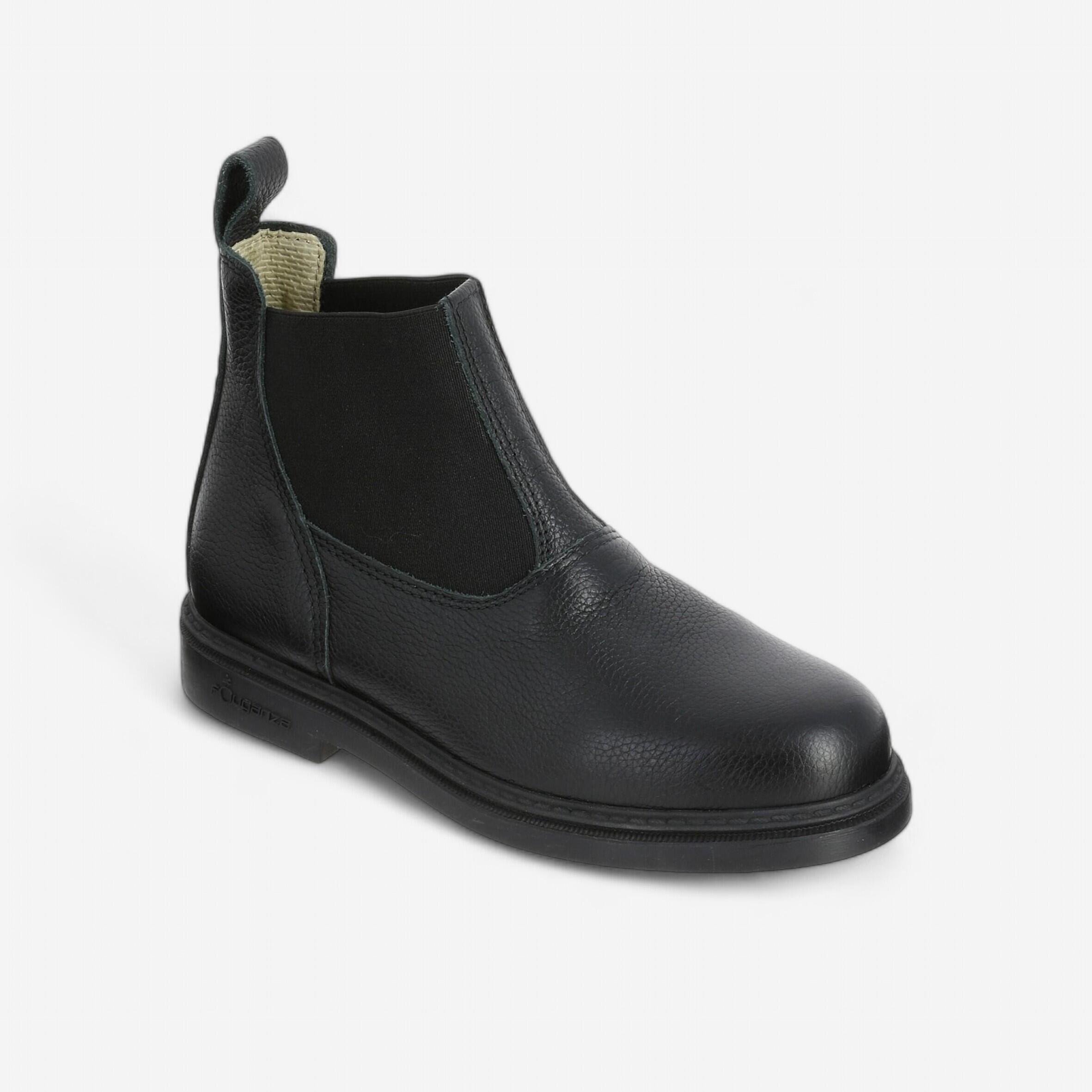 Fouganza Reitstiefeletten Classic Leder Kinder schwarz