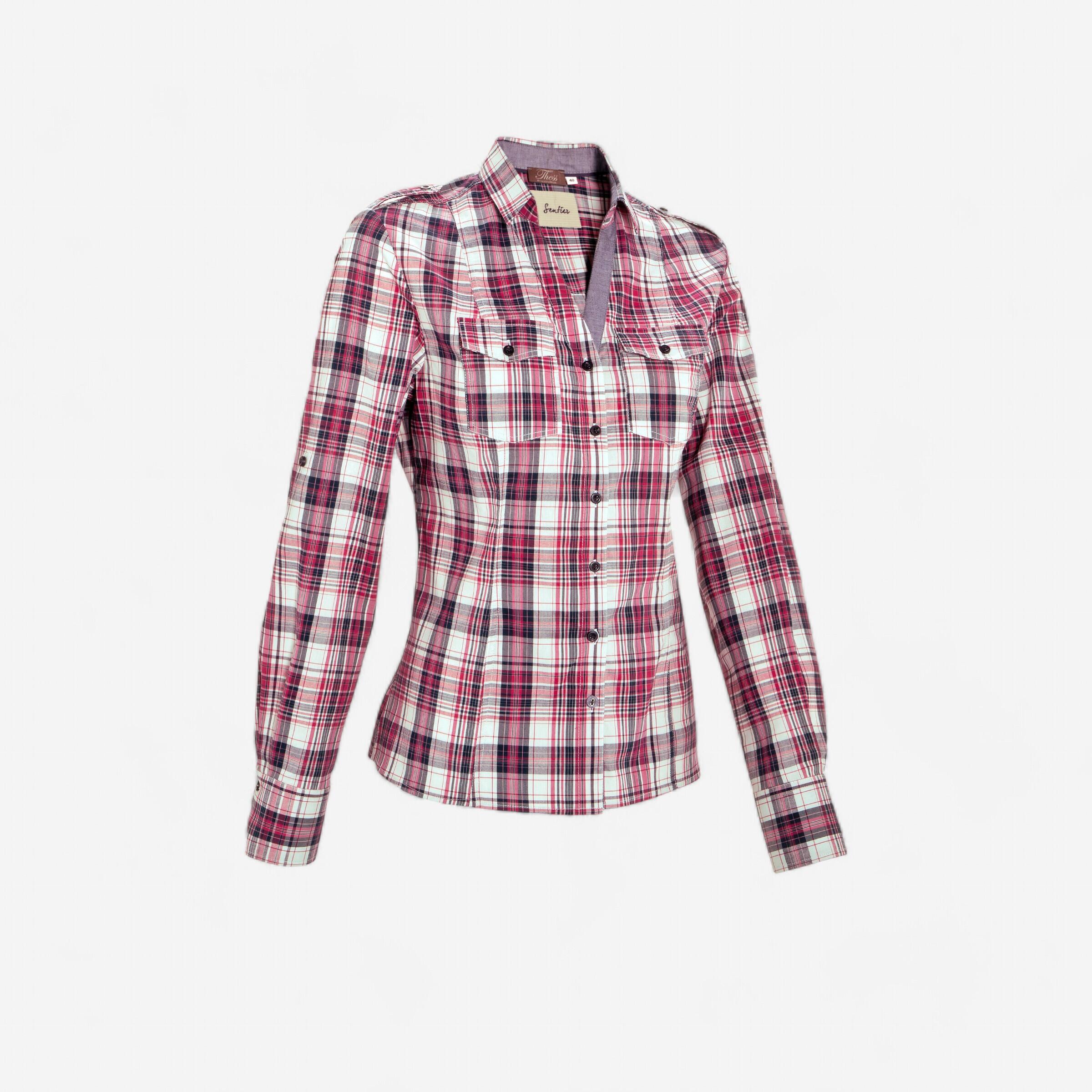 Okkso Reitbluse langarm kariert Sentier Damen rosa/weiß