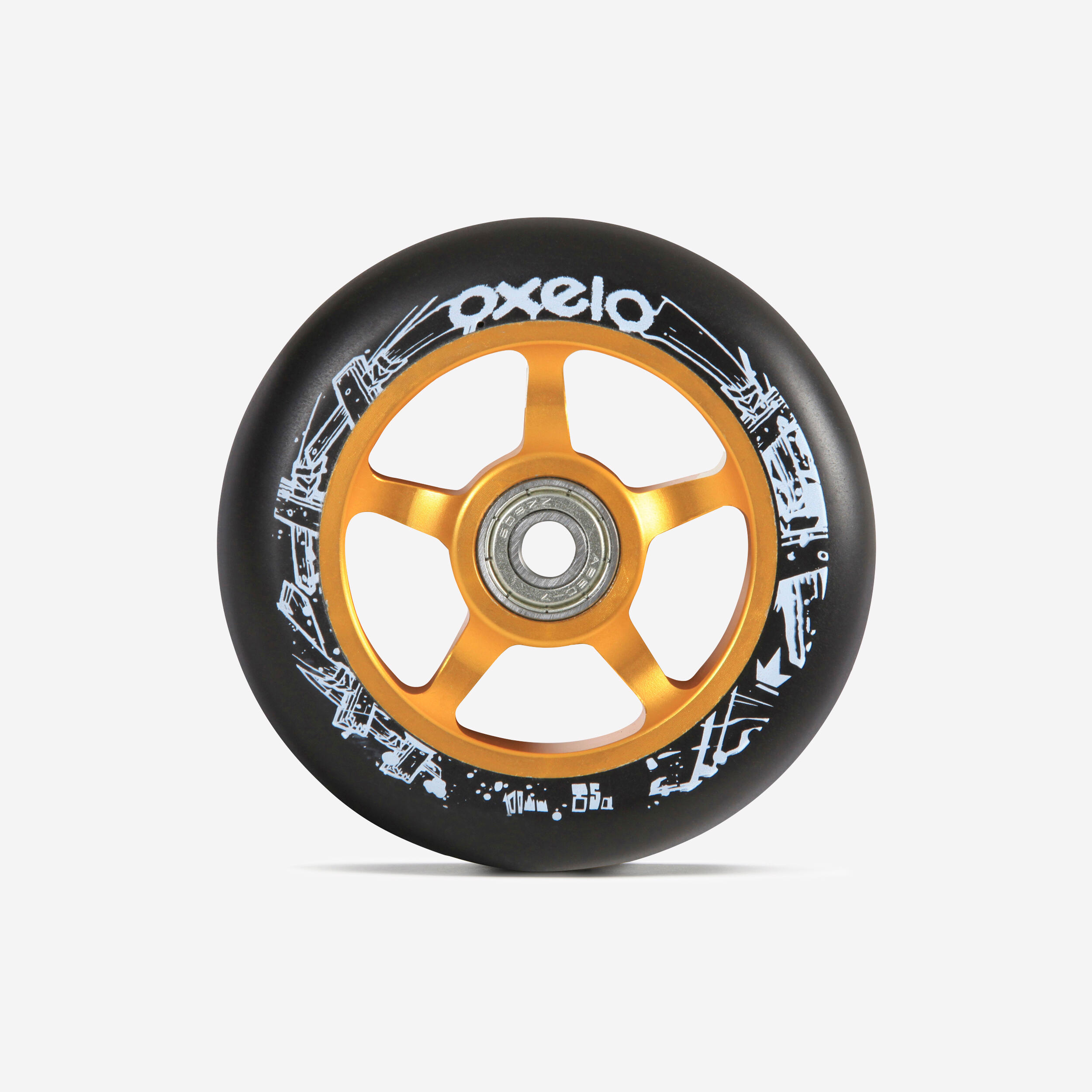 Oxelo Scooter-Rolle Freestyle Alu-Core PU 100 mm gold/schwarz