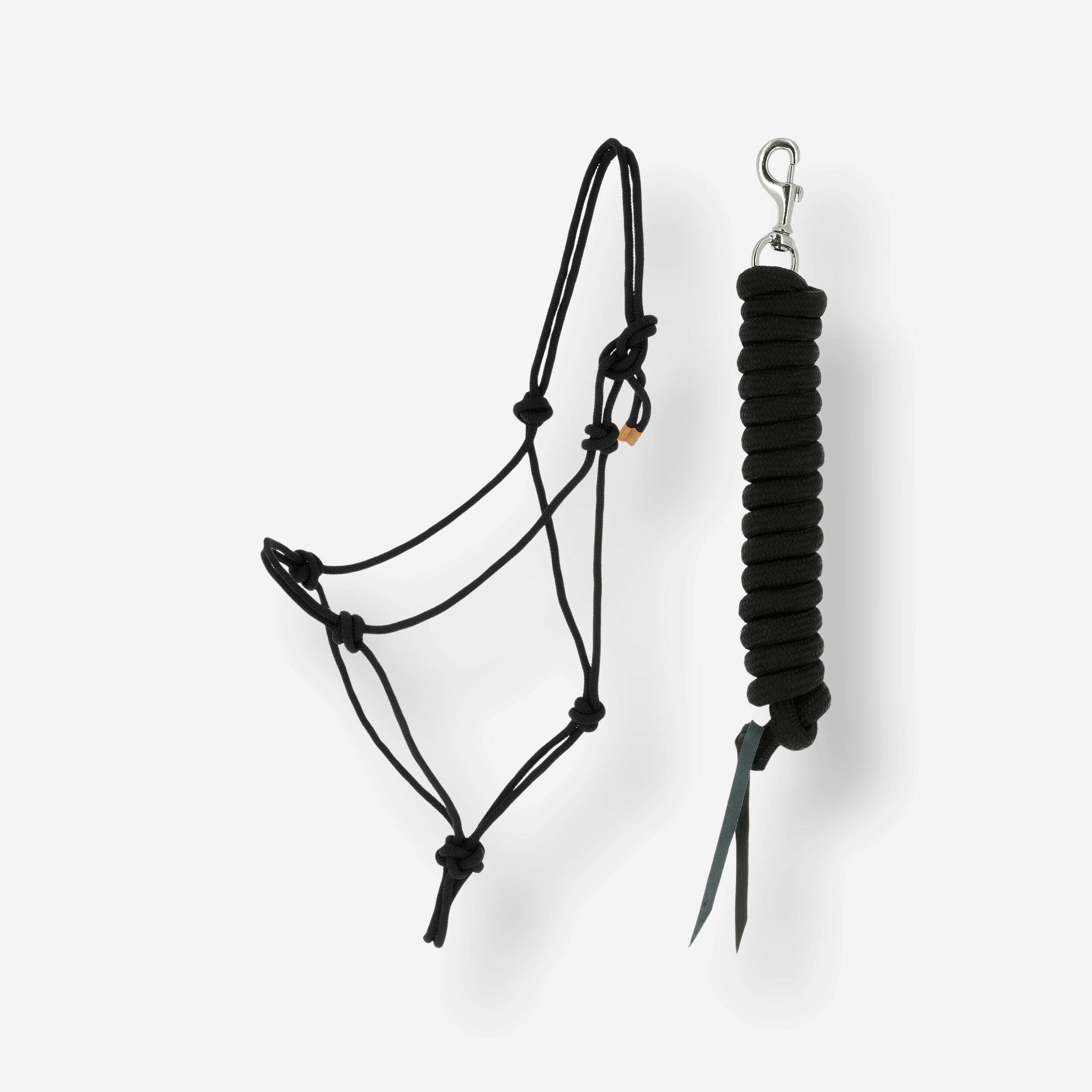 Fouganza Halfter Knotenhalfter + Führstrick Pony/Pferd schwarz