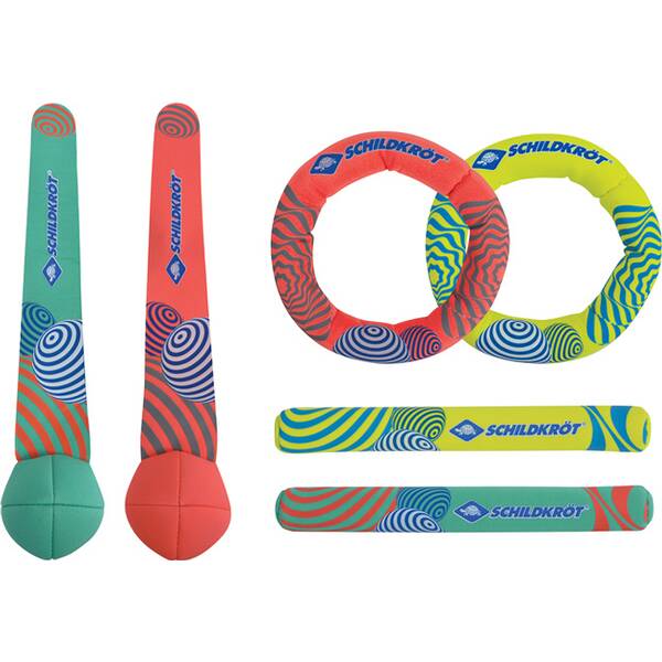 SCHILDKRÖT Schildkröt Neopren Diving Set, 6-teiliges Tauchset, je 2 Ringe, Stäbe, Bälle, Sandfüllung