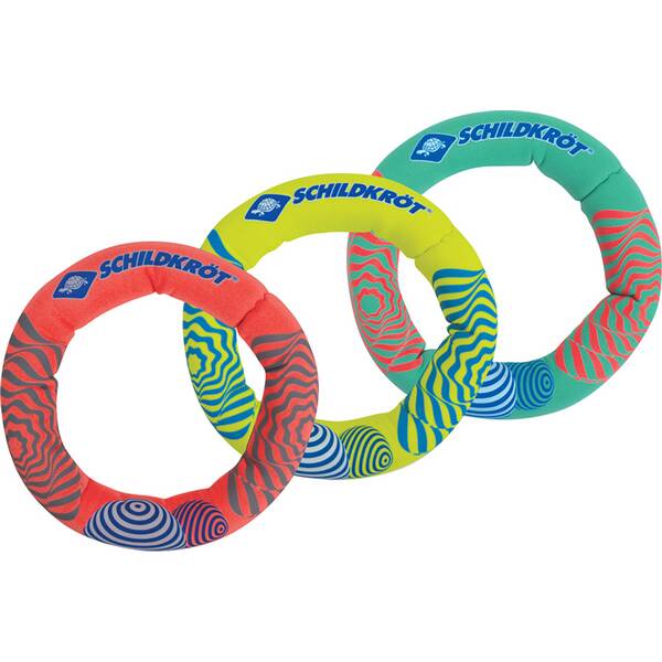 SCHILDKRÖT Schildkröt Neopren Diving Rings, 3 Tauchringe mit Sandfüllung, Ø 14cm, gut zu greifen, st