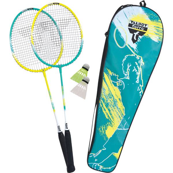 Talbot Torro Premium Badminton Set mit 2 leichten Schlägern und 2 Kunststoff-Federbällen