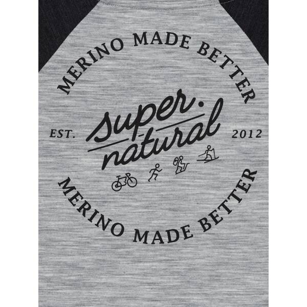 super.natural - Signature Contrast Crew - Merinopullover Gr S grau