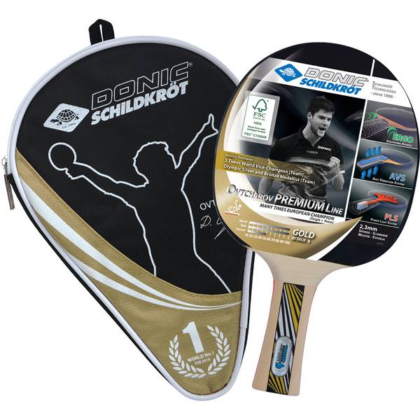 DONIC SCHILDKRÖT Tischtennis-Schläger OVTCHAROV Gold FSC, inkl. Hülle