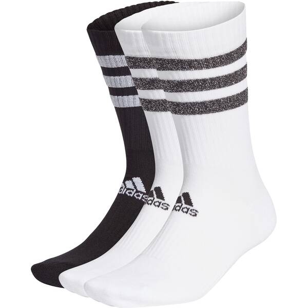 adidas Glam 3-Streifen Cushioned Sport Crew Socken, 3 Paar
