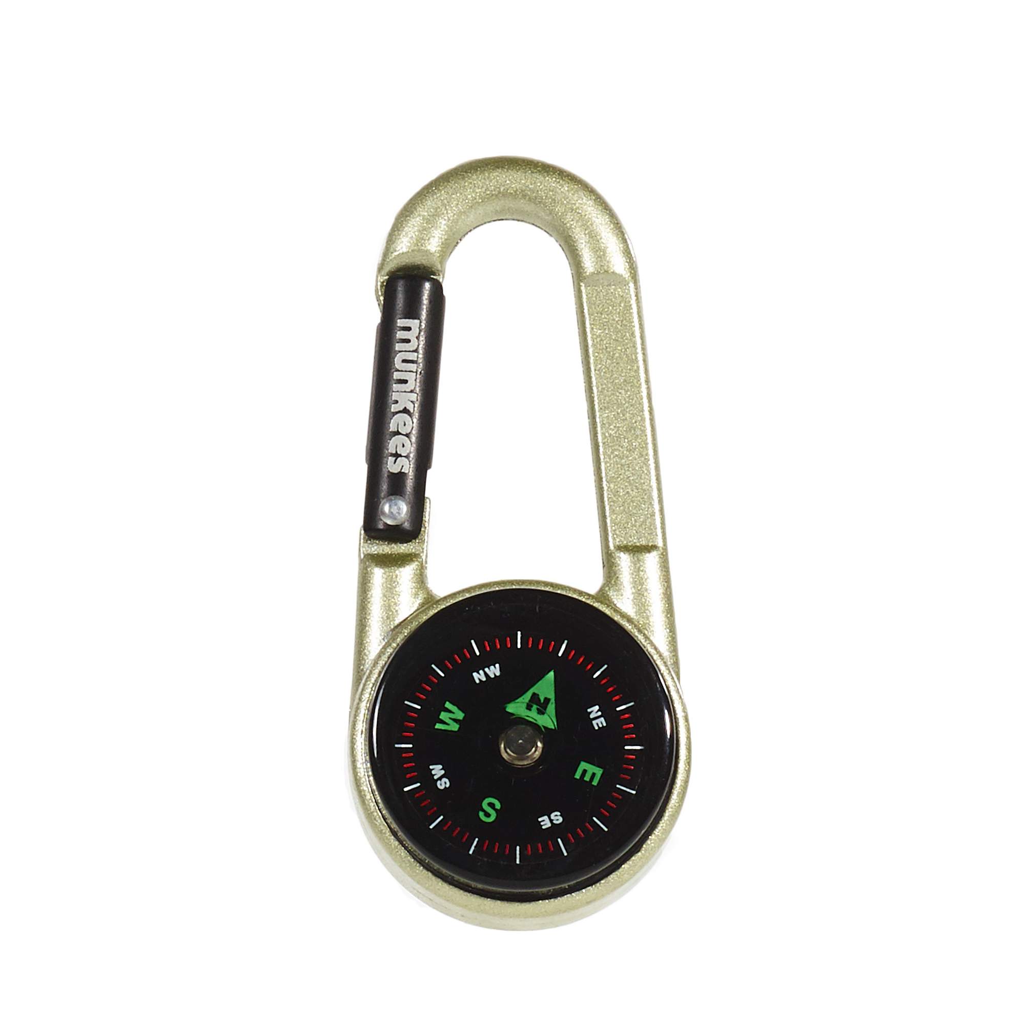 munkees KARABINER-KOMPASS MIT THERMOMETER, SILBER